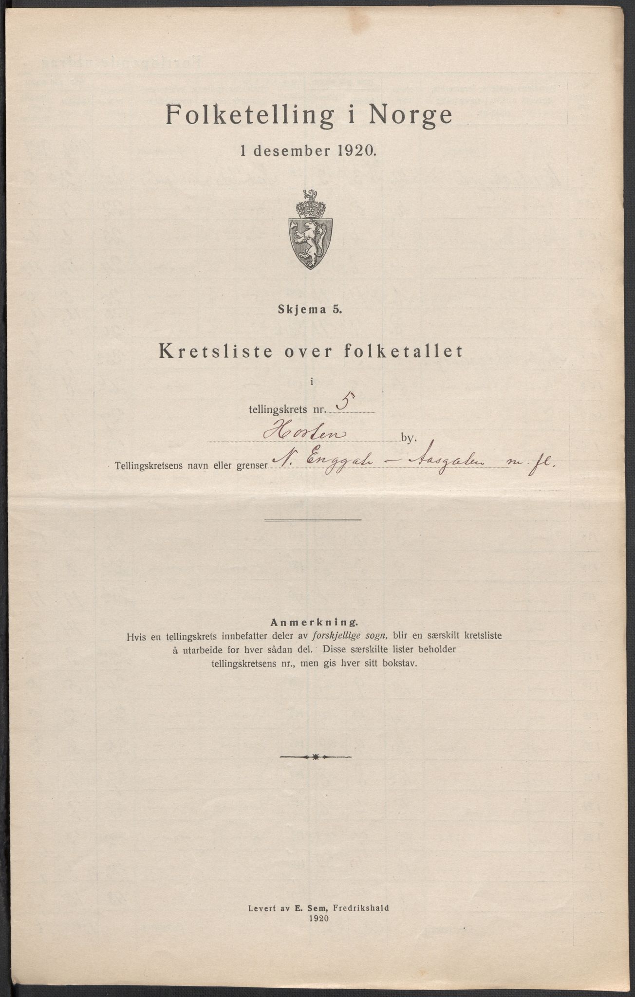 SAKO, 1920 census for Horten, 1920, p. 29