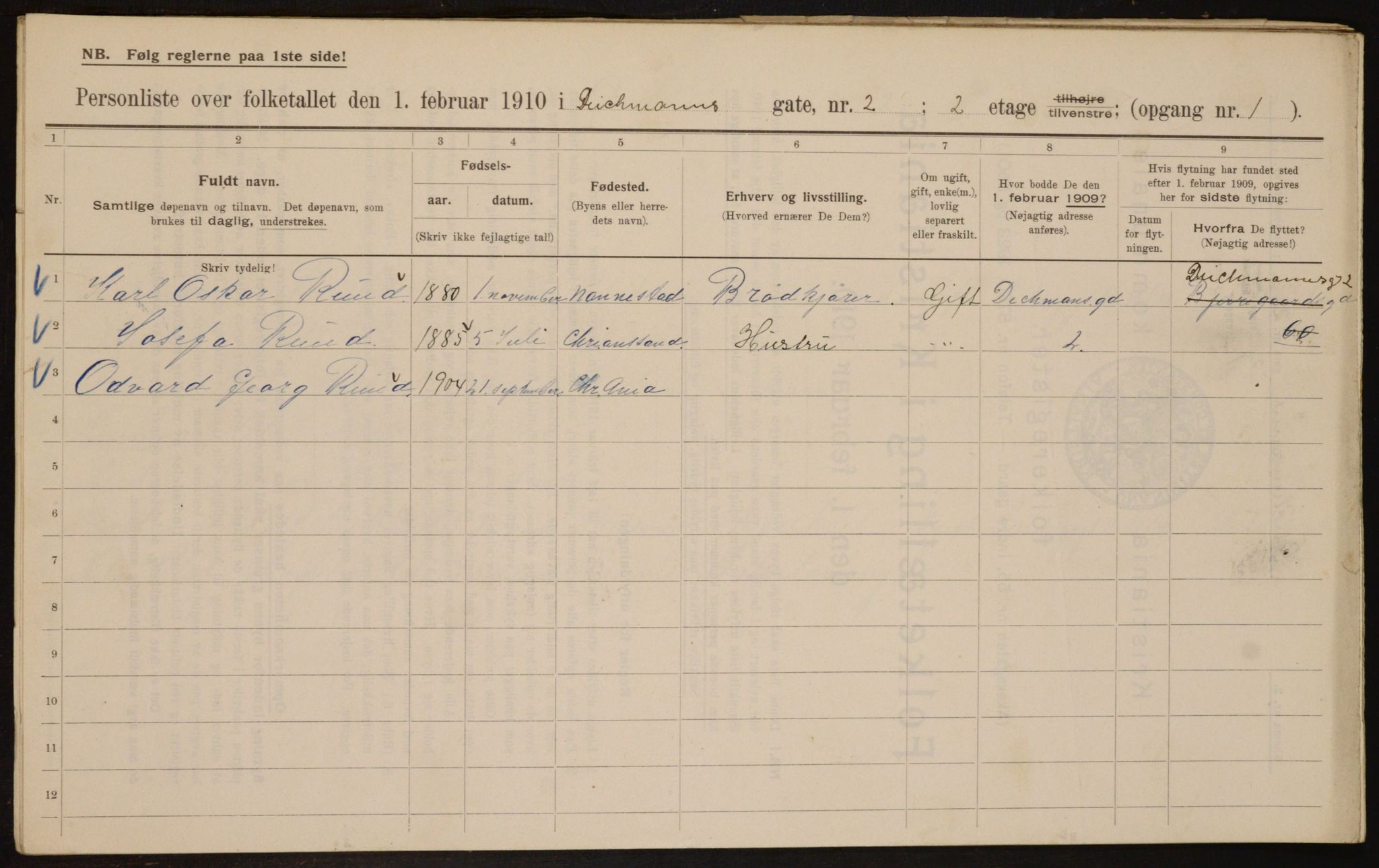 OBA, Municipal Census 1910 for Kristiania, 1910, p. 14762