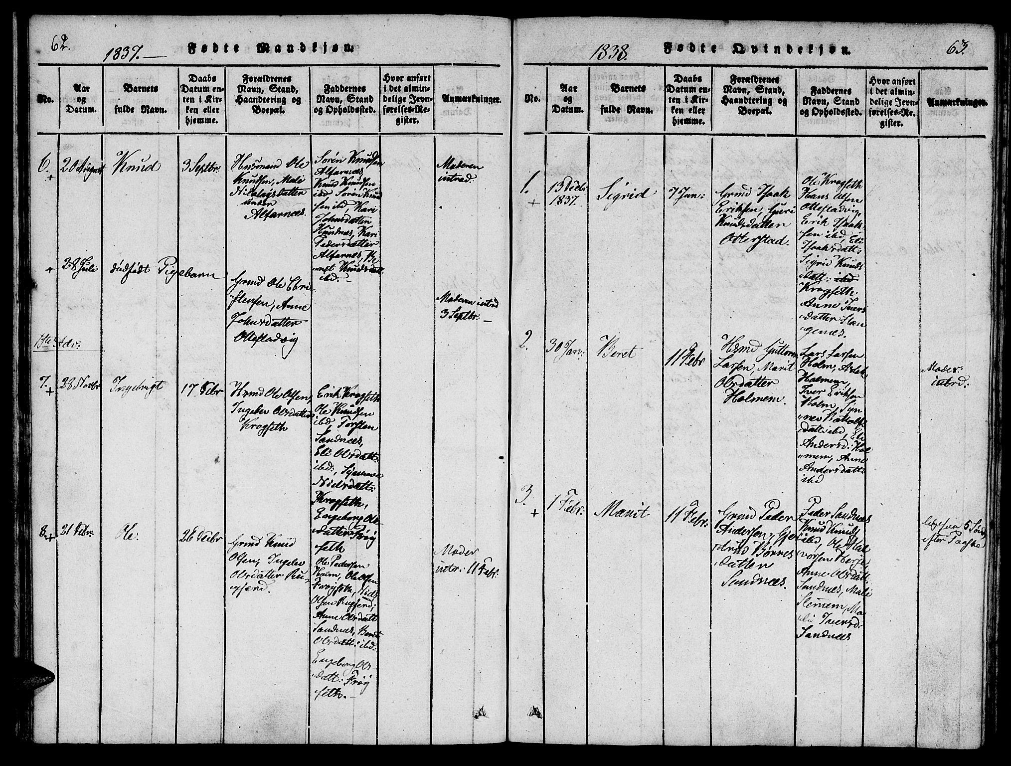 Ministerialprotokoller, klokkerbøker og fødselsregistre - Møre og Romsdal, SAT/A-1454/548/L0612: Parish register (official) no. 548A01, 1818-1846, p. 62-63