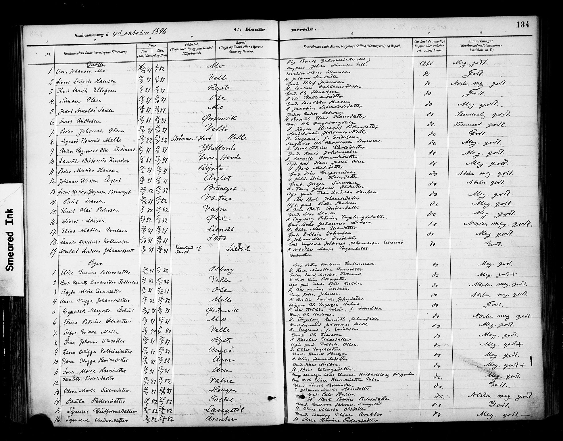 Ministerialprotokoller, klokkerbøker og fødselsregistre - Møre og Romsdal, AV/SAT-A-1454/513/L0177: Parish register (official) no. 513A04, 1890-1906, p. 134