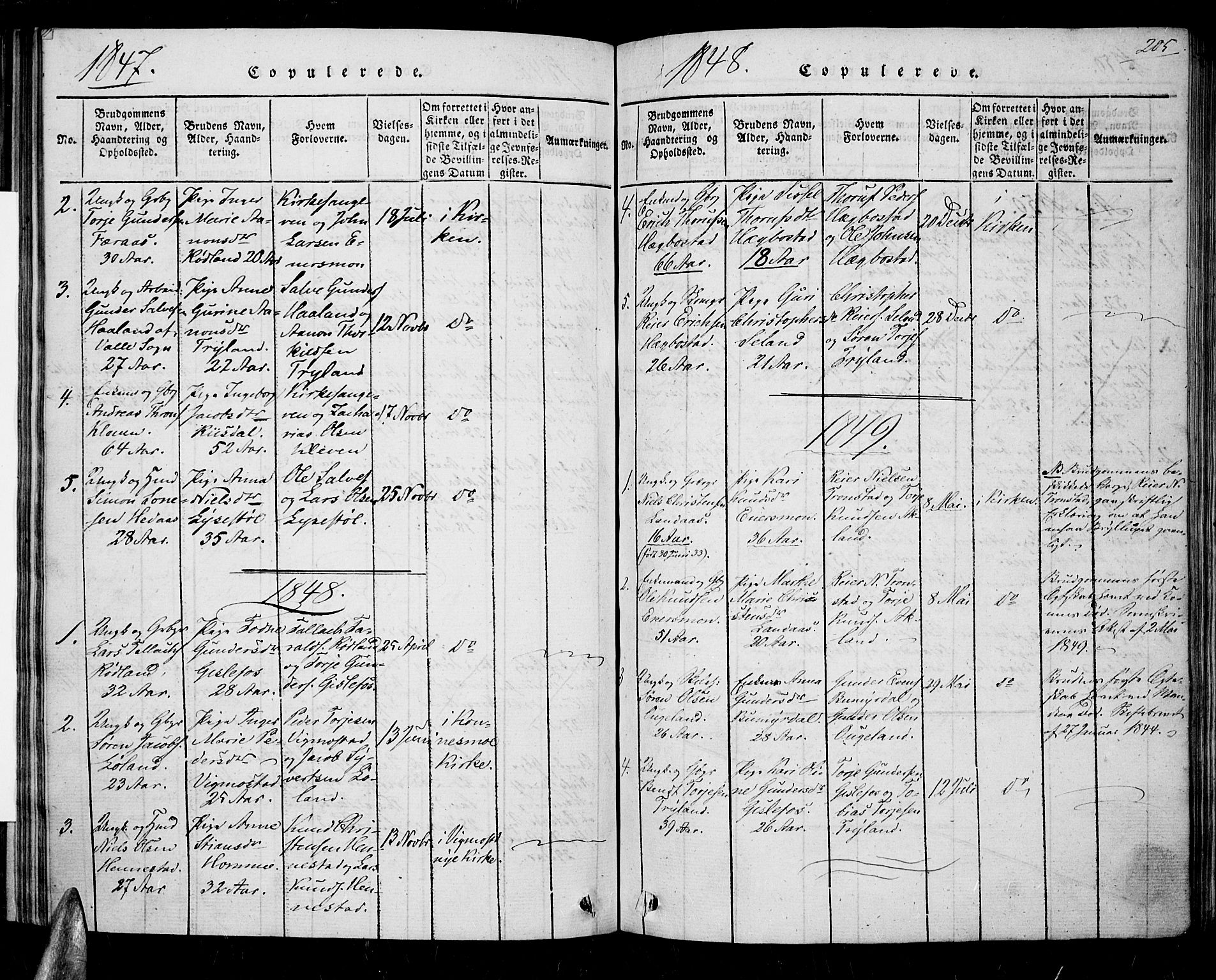 Nord-Audnedal sokneprestkontor, AV/SAK-1111-0032/F/Fa/Fab/L0001: Parish register (official) no. A 1, 1816-1858, p. 205