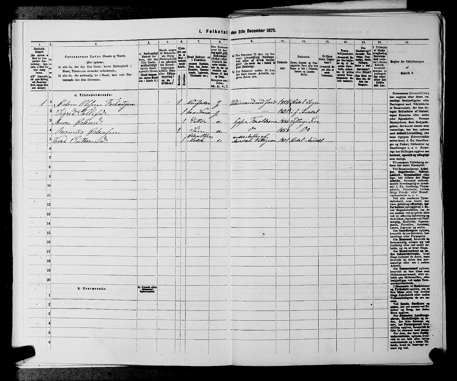 SAKO, 1875 census for 0626P Lier, 1875, p. 2302