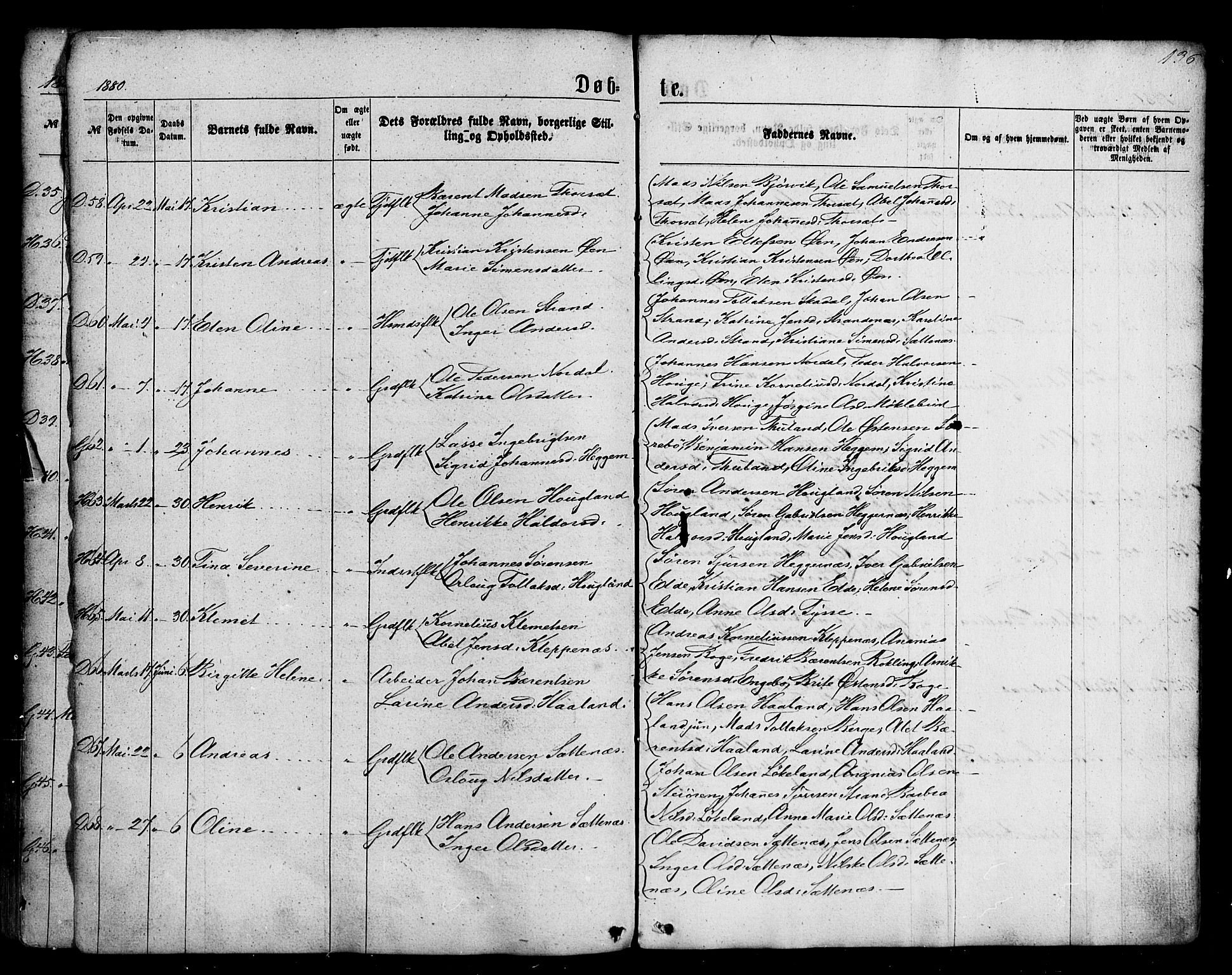 Fjaler sokneprestembete, AV/SAB-A-79801/H/Haa/Haaa/L0007: Parish register (official) no. A 7, 1862-1881, p. 136