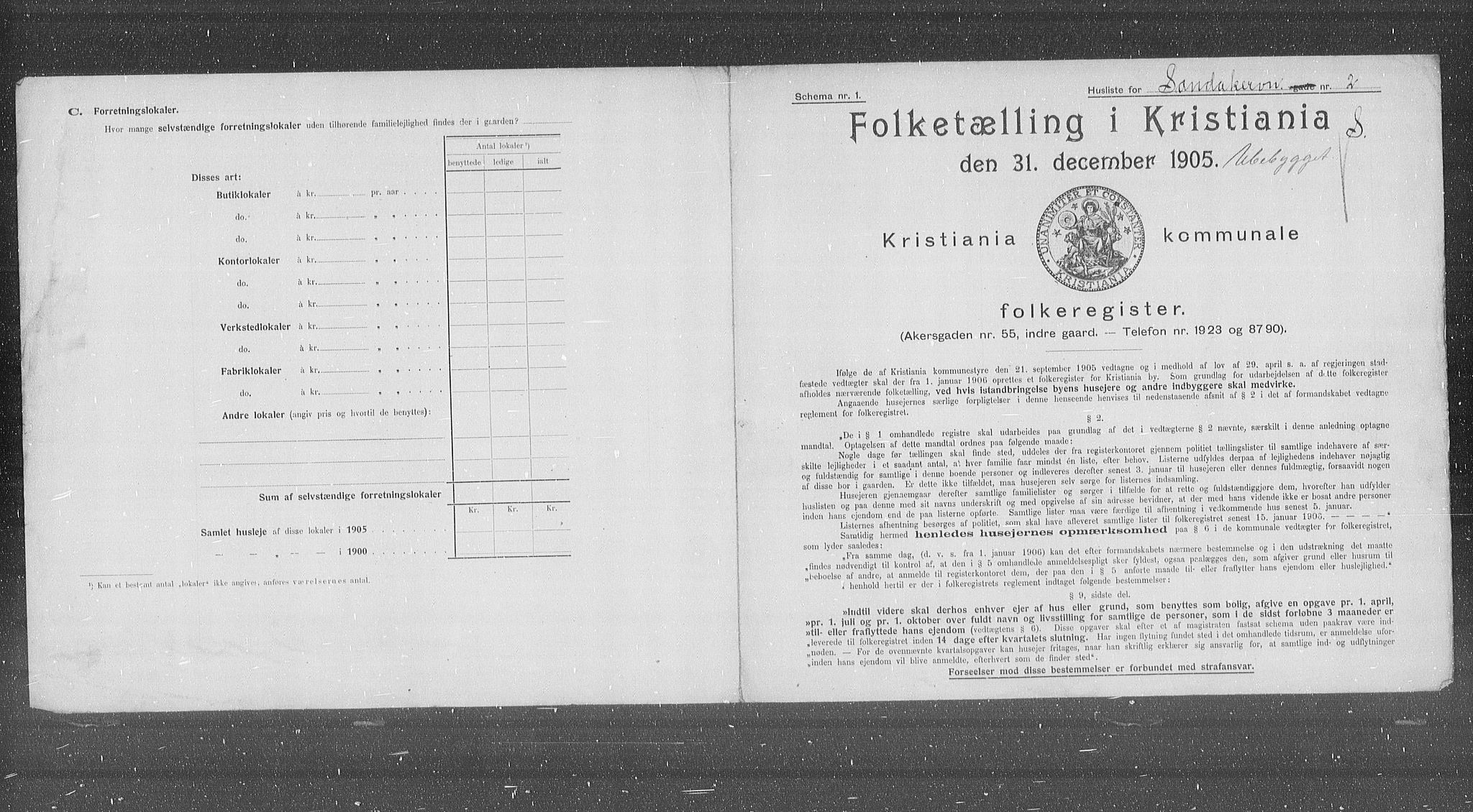 OBA, Municipal Census 1905 for Kristiania, 1905, p. 45575