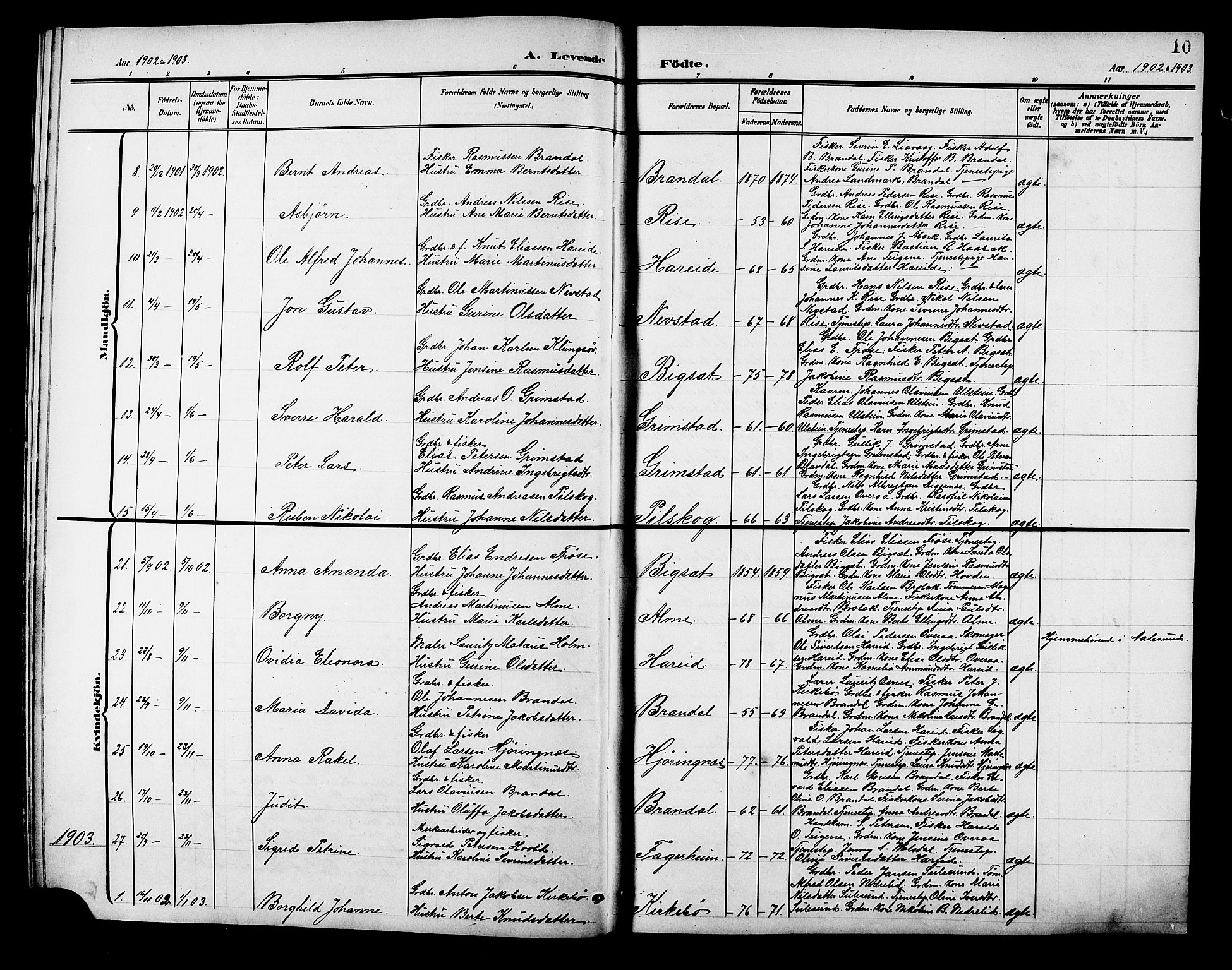 Ministerialprotokoller, klokkerbøker og fødselsregistre - Møre og Romsdal, SAT/A-1454/510/L0126: Parish register (copy) no. 510C03, 1900-1922, p. 10