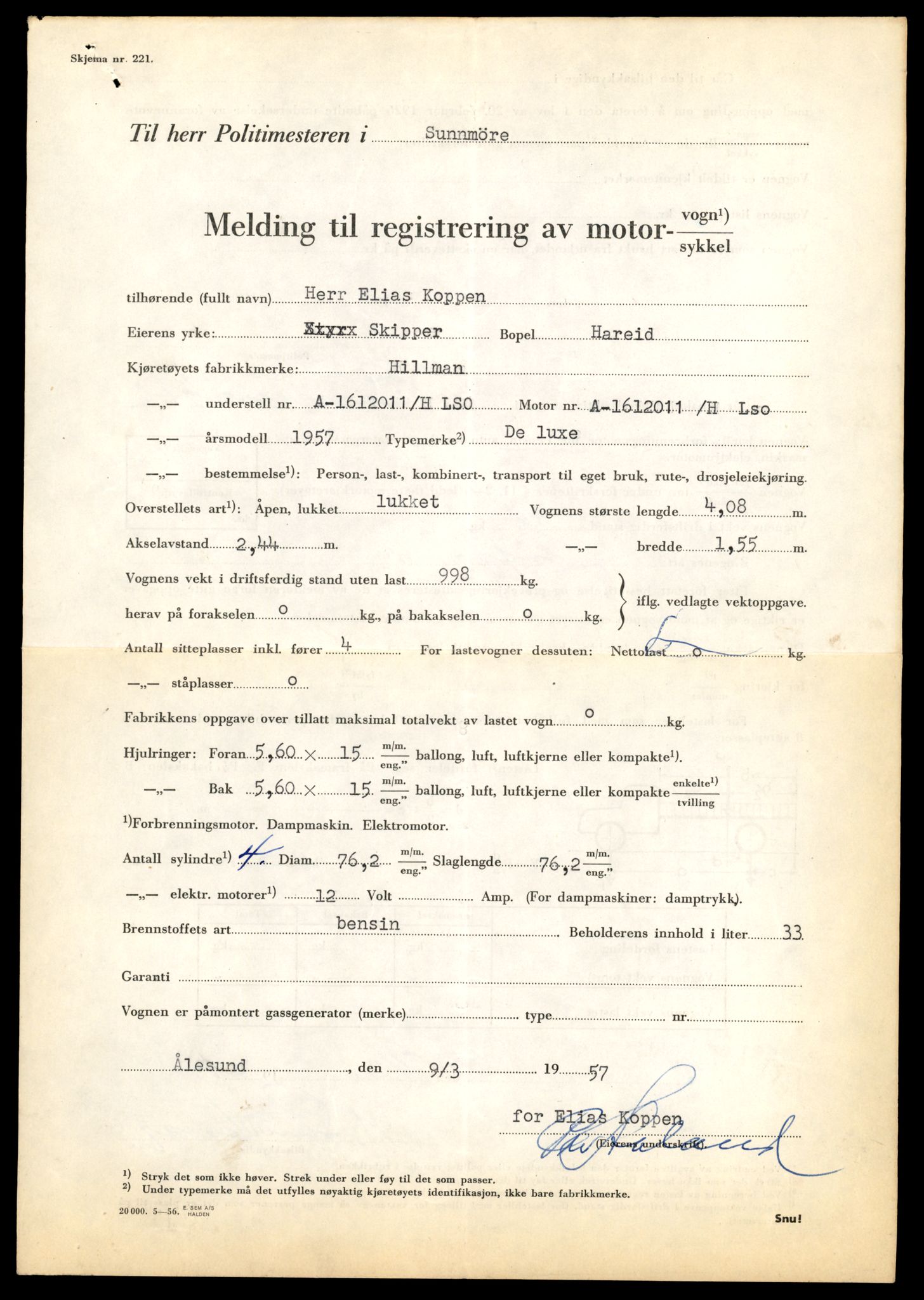 Møre og Romsdal vegkontor - Ålesund trafikkstasjon, SAT/A-4099/F/Fe/L0047: Registreringskort for kjøretøy T 14580 - T 14720, 1927-1998, p. 1871