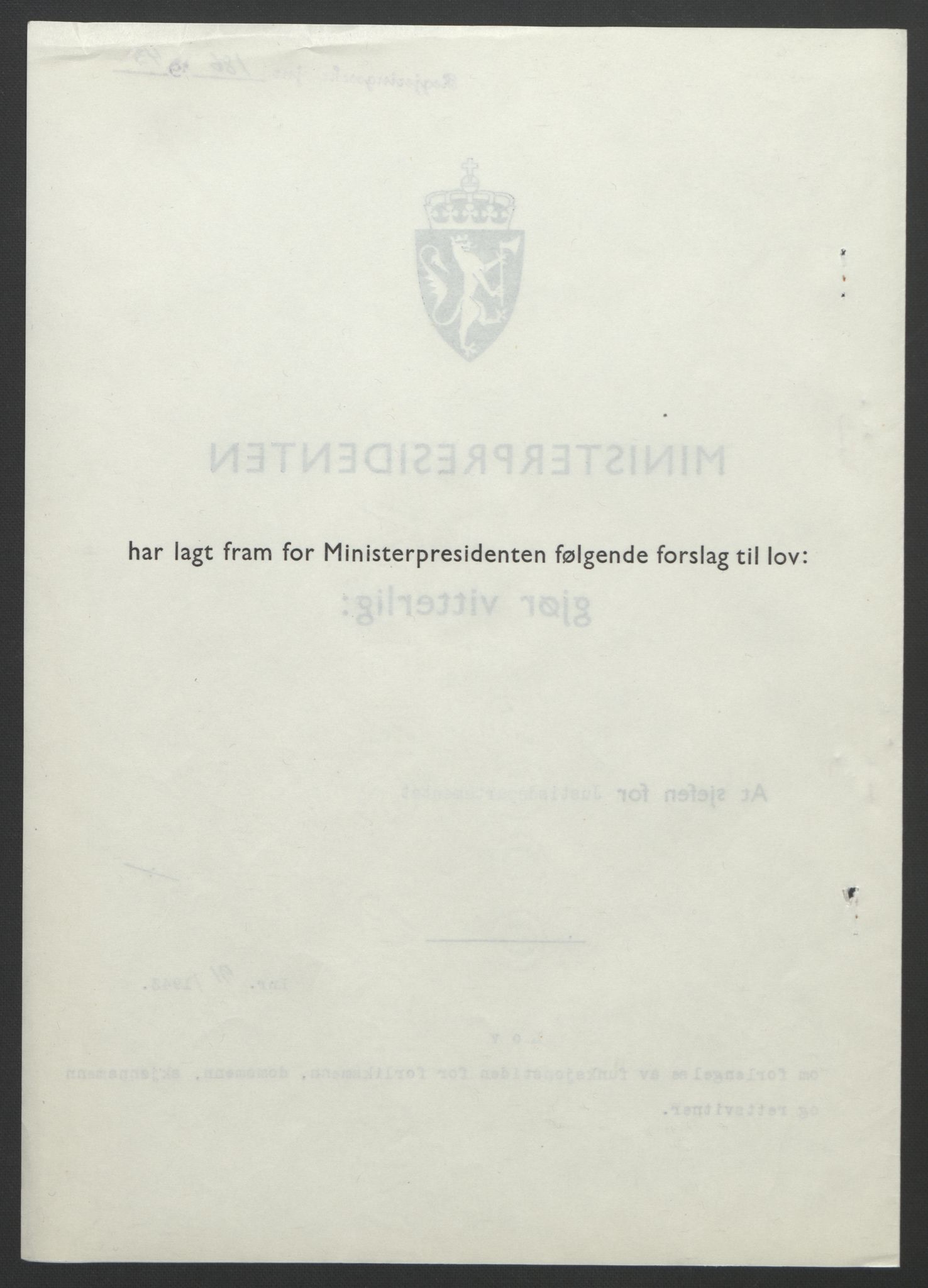 NS-administrasjonen 1940-1945 (Statsrådsekretariatet, de kommisariske statsråder mm), RA/S-4279/D/Db/L0099: Lover, 1943, p. 414