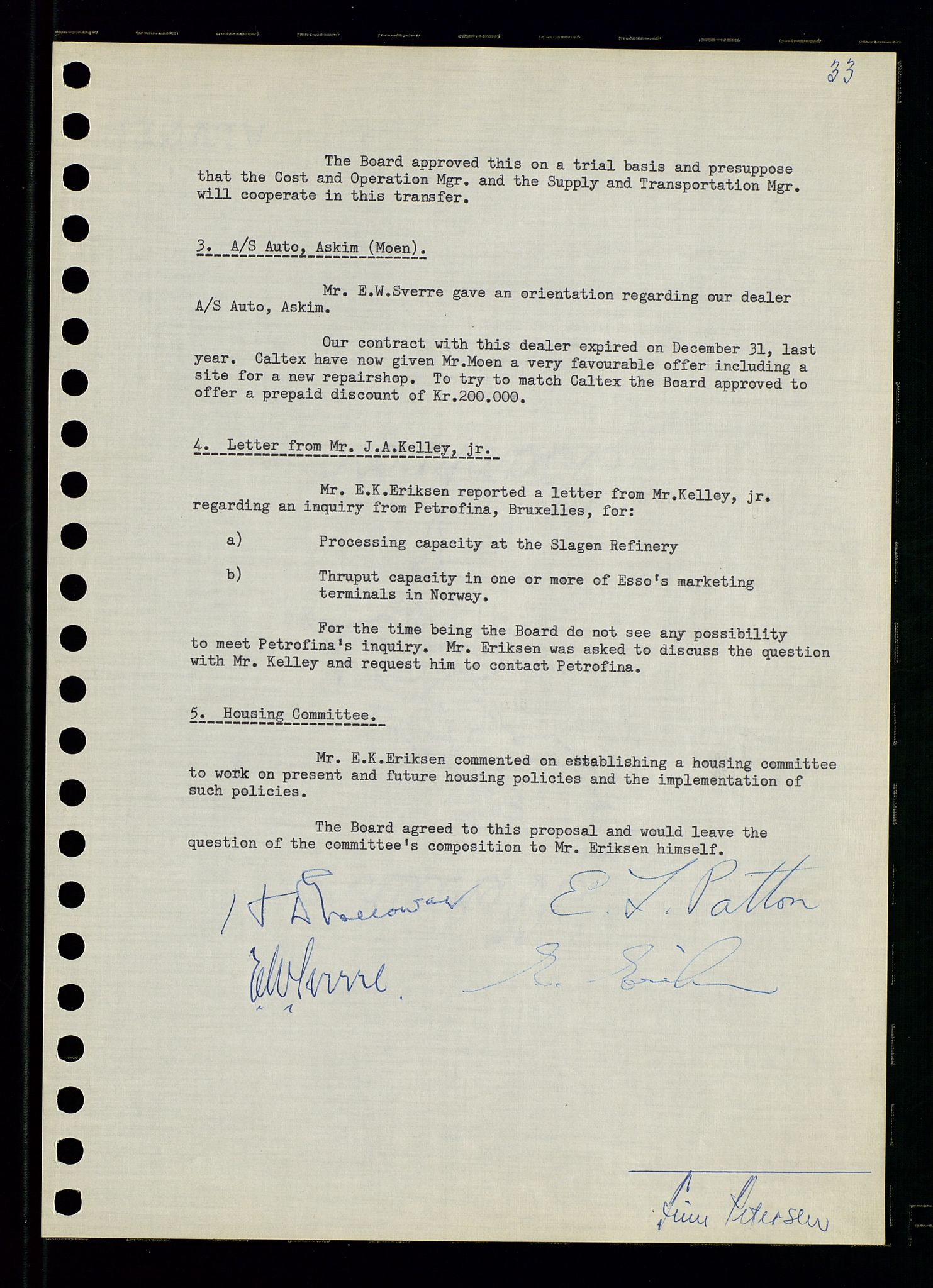 Pa 0982 - Esso Norge A/S, AV/SAST-A-100448/A/Aa/L0001/0003: Den administrerende direksjon Board minutes (styrereferater) / Den administrerende direksjon Board minutes (styrereferater), 1962, p. 33