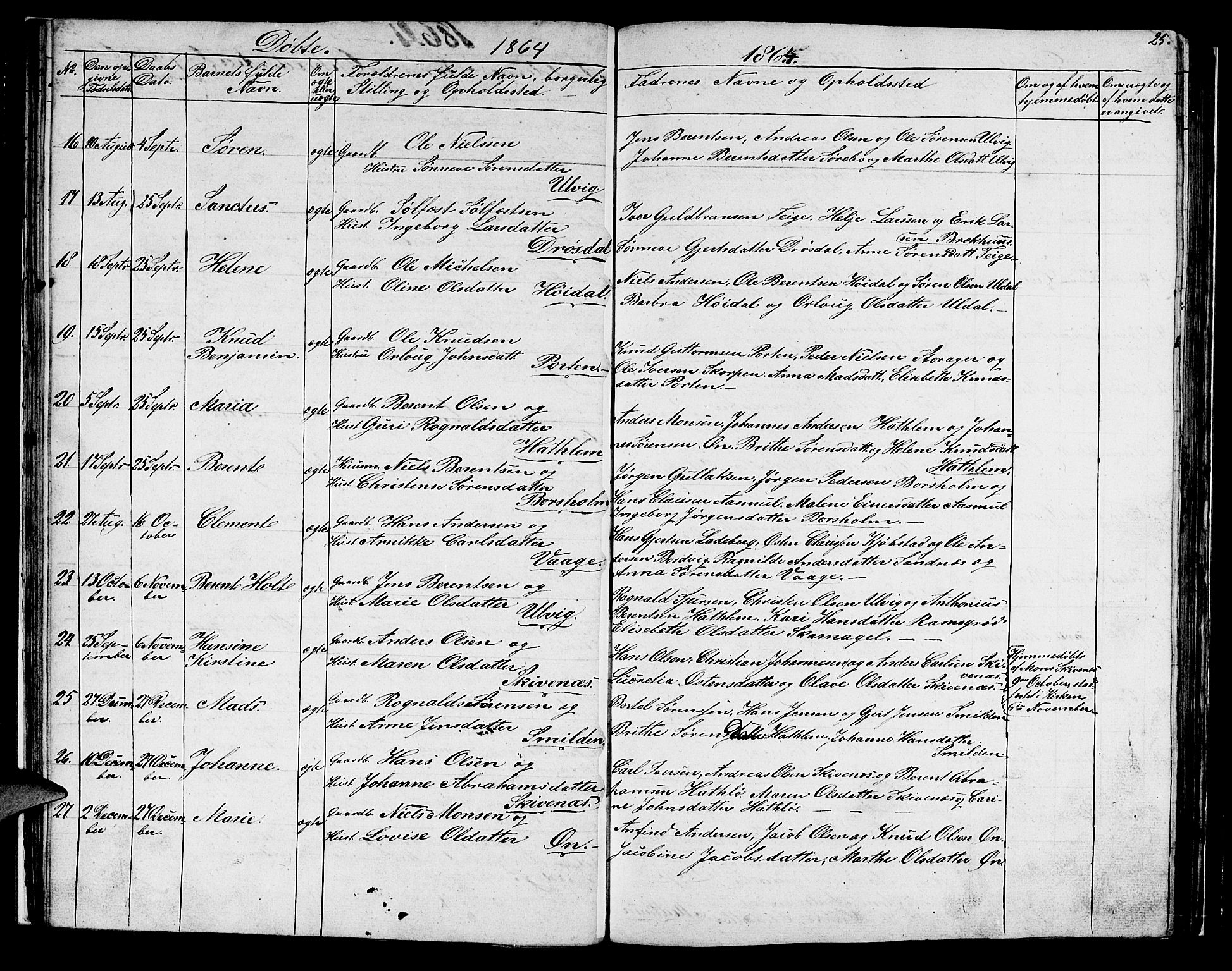 Hyllestad sokneprestembete, AV/SAB-A-80401: Parish register (copy) no. C 1, 1853-1873, p. 25