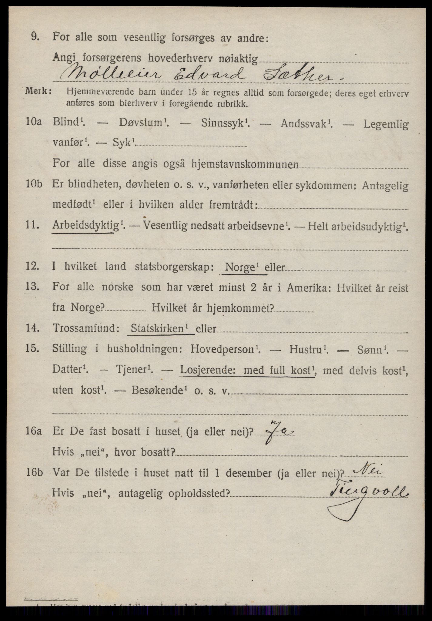 SAT, 1920 census for Bremsnes, 1920, p. 3552