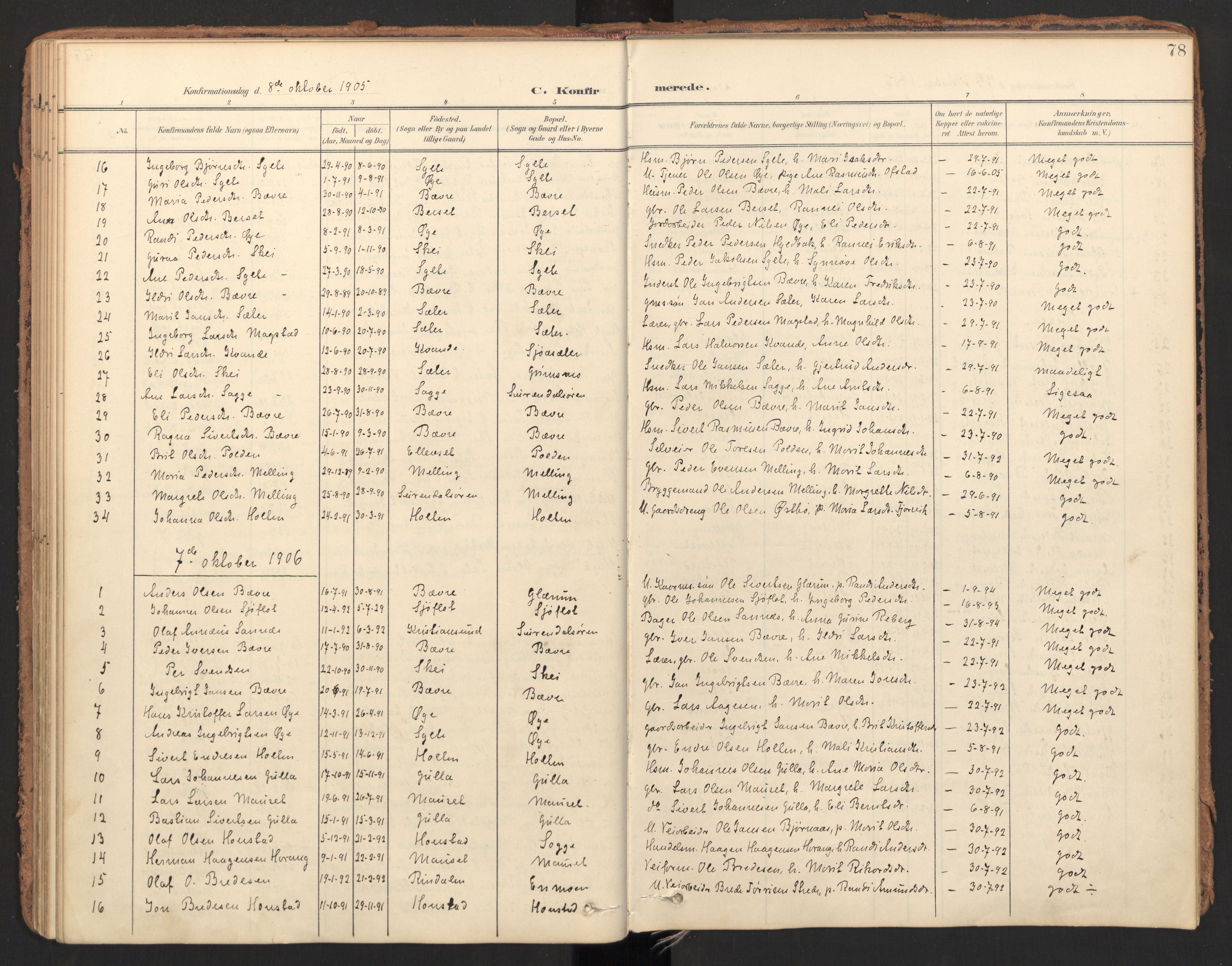 Ministerialprotokoller, klokkerbøker og fødselsregistre - Møre og Romsdal, AV/SAT-A-1454/596/L1057: Parish register (official) no. 596A02, 1900-1917, p. 78