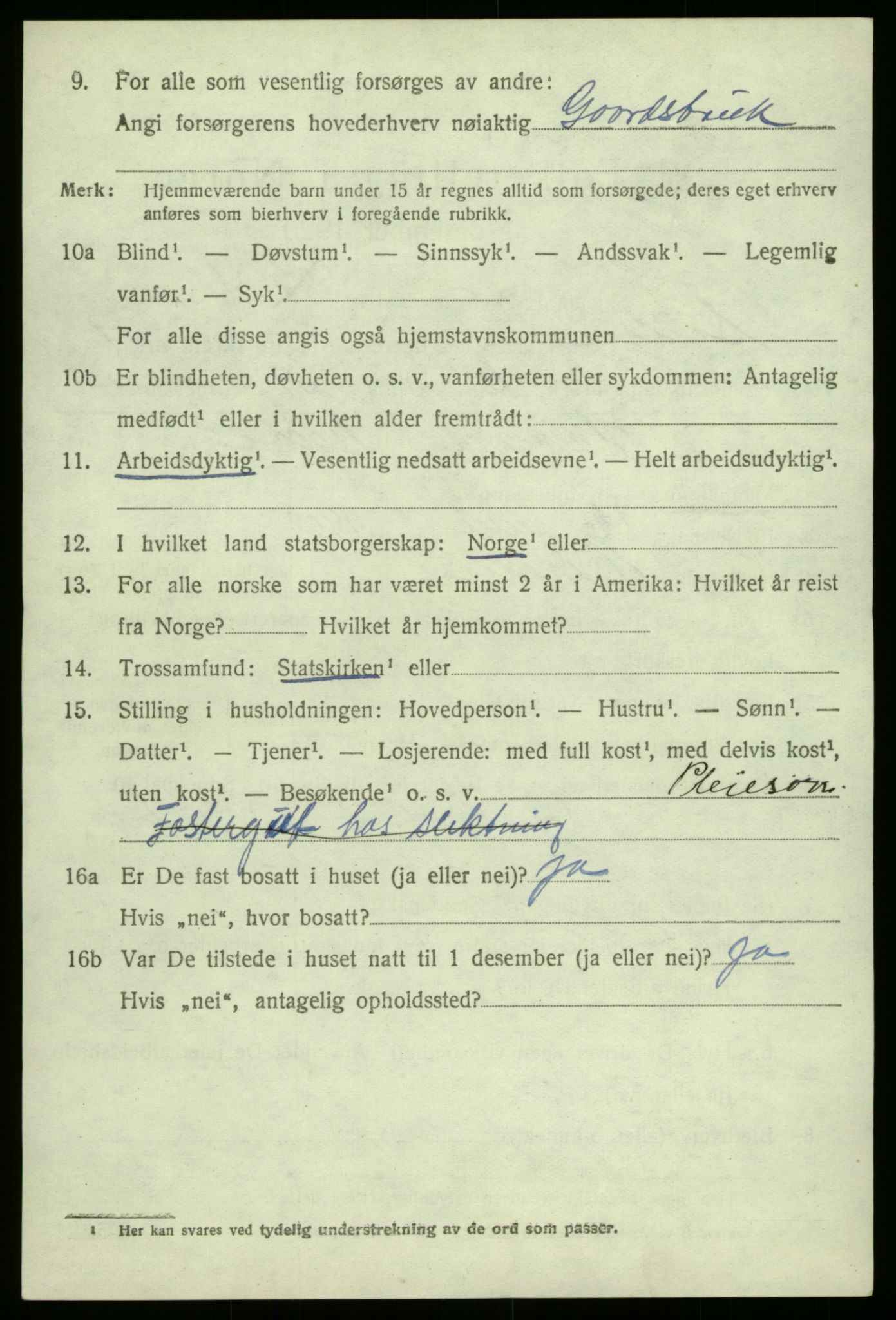 SAB, 1920 census for Solund, 1920, p. 3401