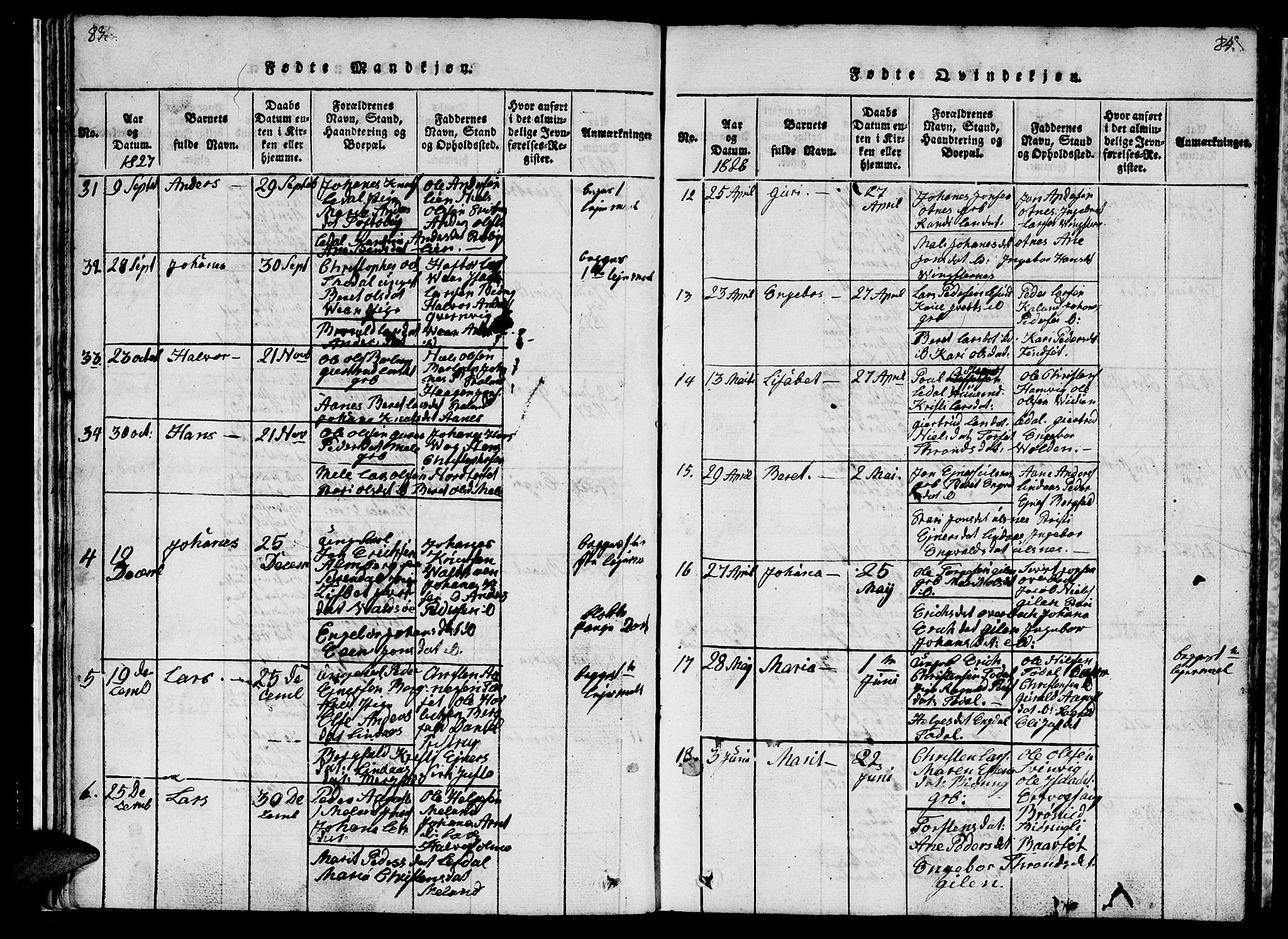 Ministerialprotokoller, klokkerbøker og fødselsregistre - Møre og Romsdal, AV/SAT-A-1454/578/L0908: Parish register (copy) no. 578C01, 1819-1837, p. 83-84