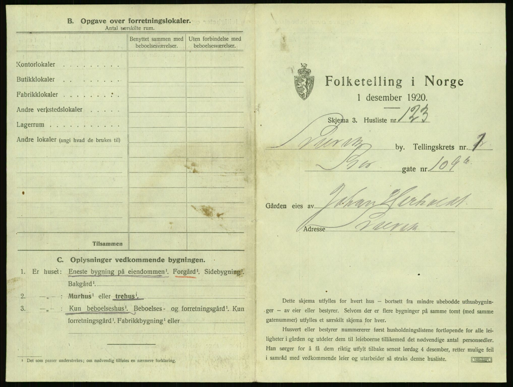 SAKO, 1920 census for Svelvik, 1920, p. 269