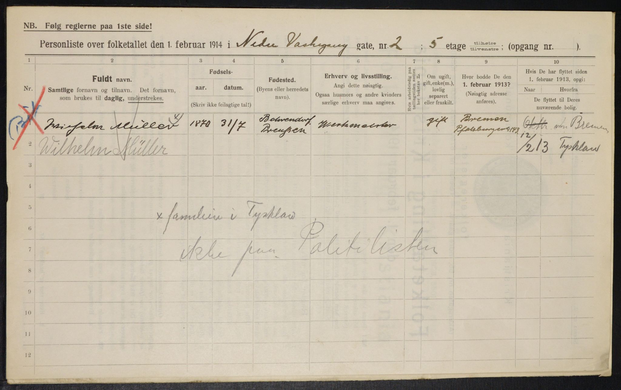 OBA, Municipal Census 1914 for Kristiania, 1914, p. 69541