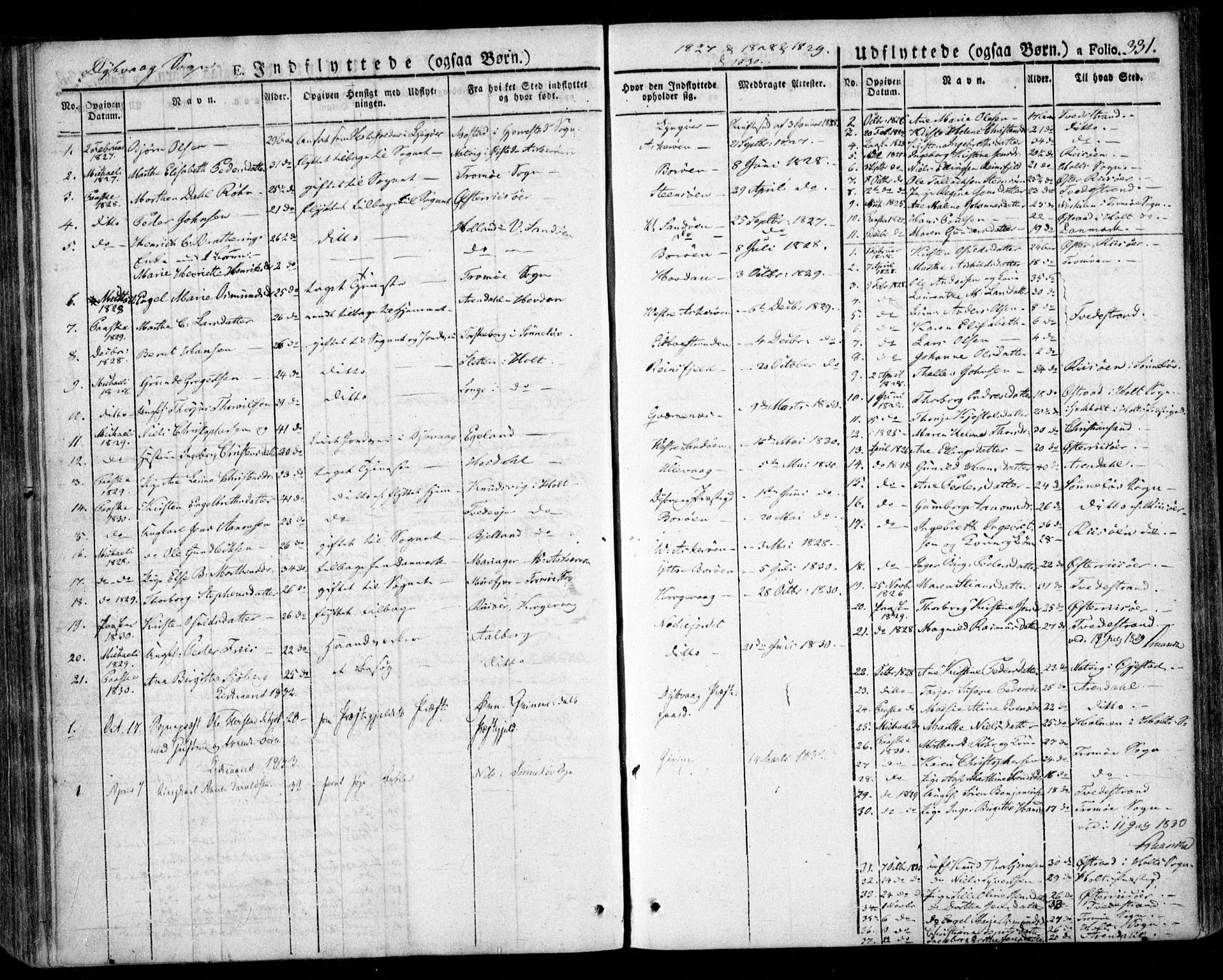 Dypvåg sokneprestkontor, SAK/1111-0007/F/Fa/Faa/L0004: Parish register (official) no. A 4, 1824-1840, p. 331