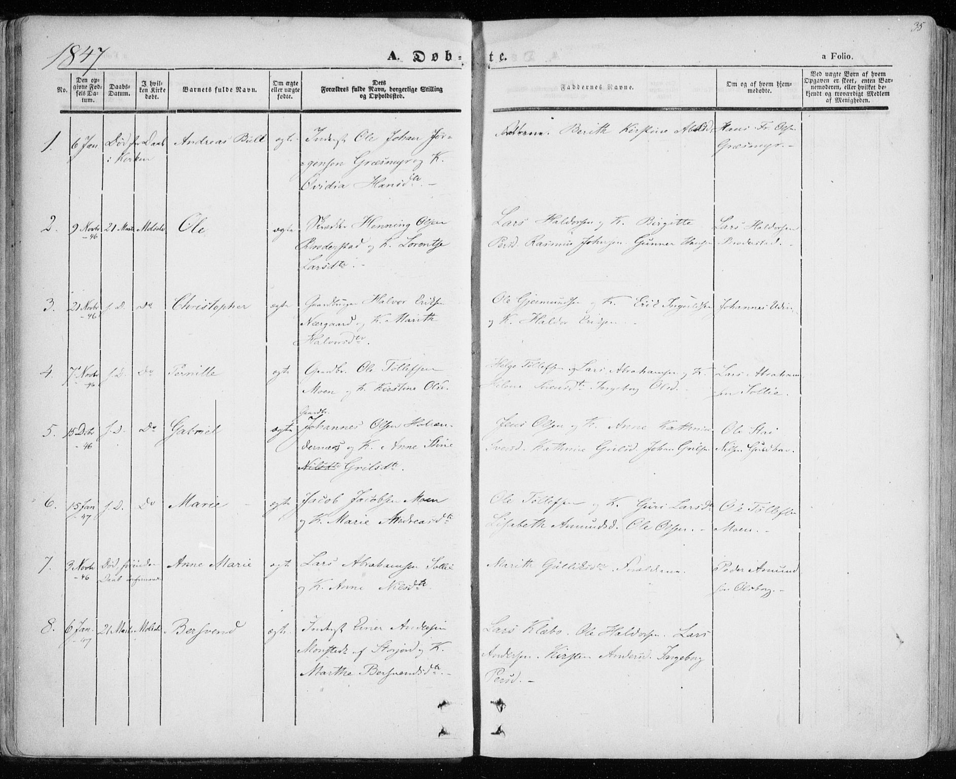 Lenvik sokneprestembete, SATØ/S-1310/H/Ha/Haa/L0006kirke: Parish register (official) no. 6, 1845-1854, p. 35