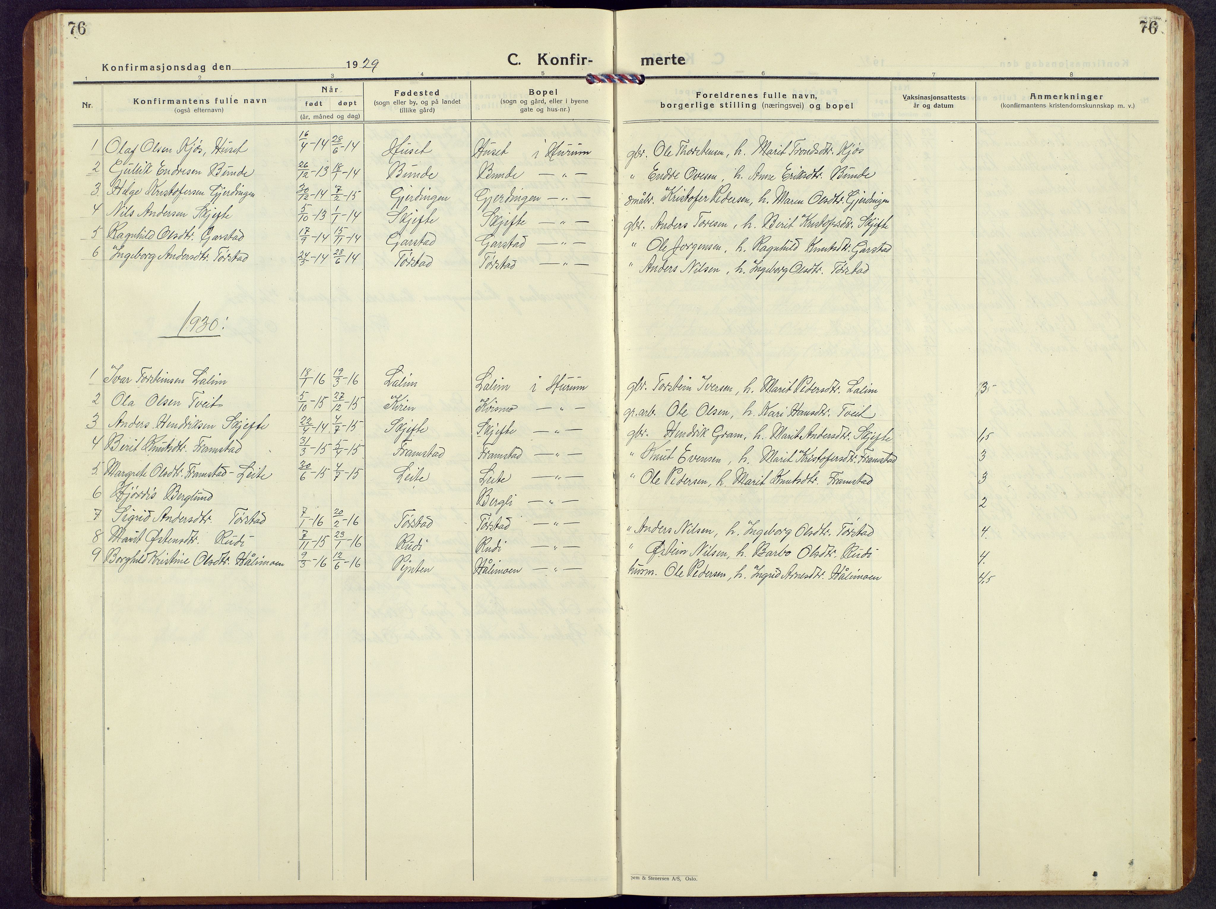 Vang prestekontor, Valdres, SAH/PREST-140/H/Hb/L0008: Parish register (copy) no. 8, 1925-1967, p. 76