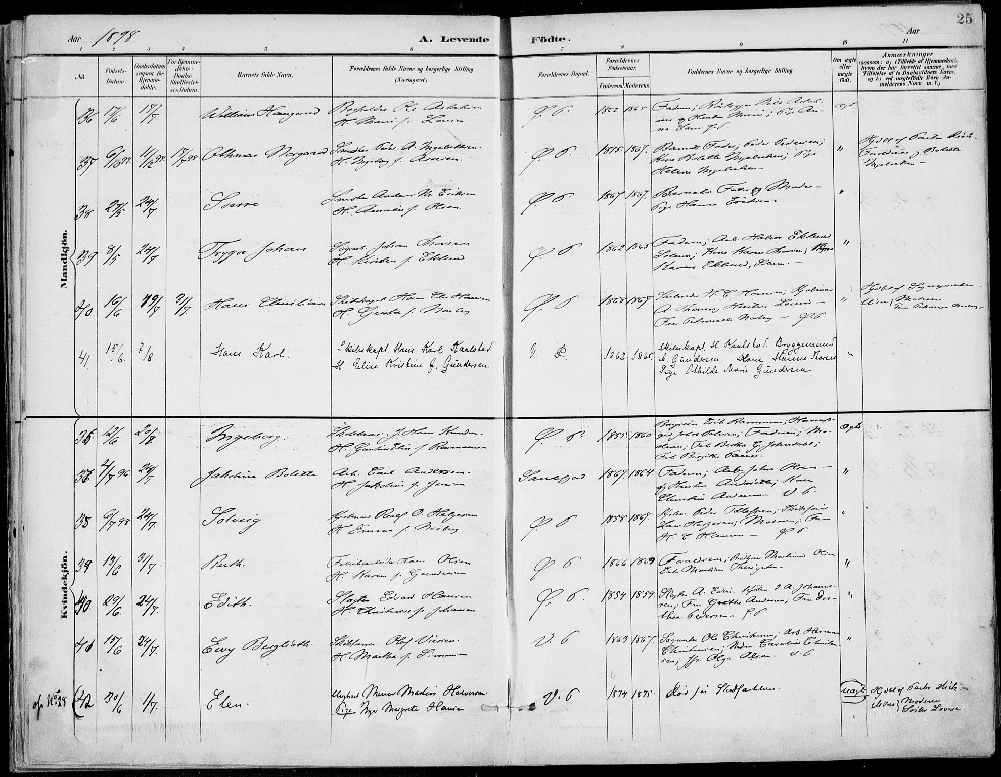 Porsgrunn kirkebøker , SAKO/A-104/F/Fa/L0010: Parish register (official) no. 10, 1895-1919, p. 25