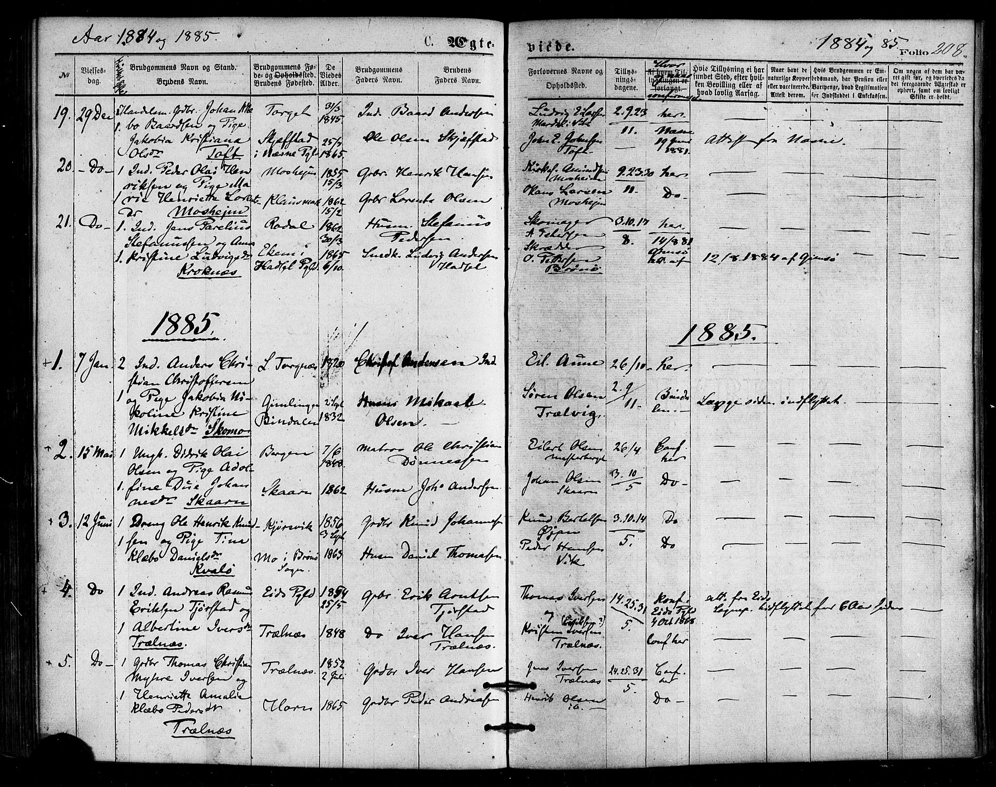 Ministerialprotokoller, klokkerbøker og fødselsregistre - Nordland, SAT/A-1459/813/L0199: Parish register (official) no. 813A09, 1875-1885, p. 208