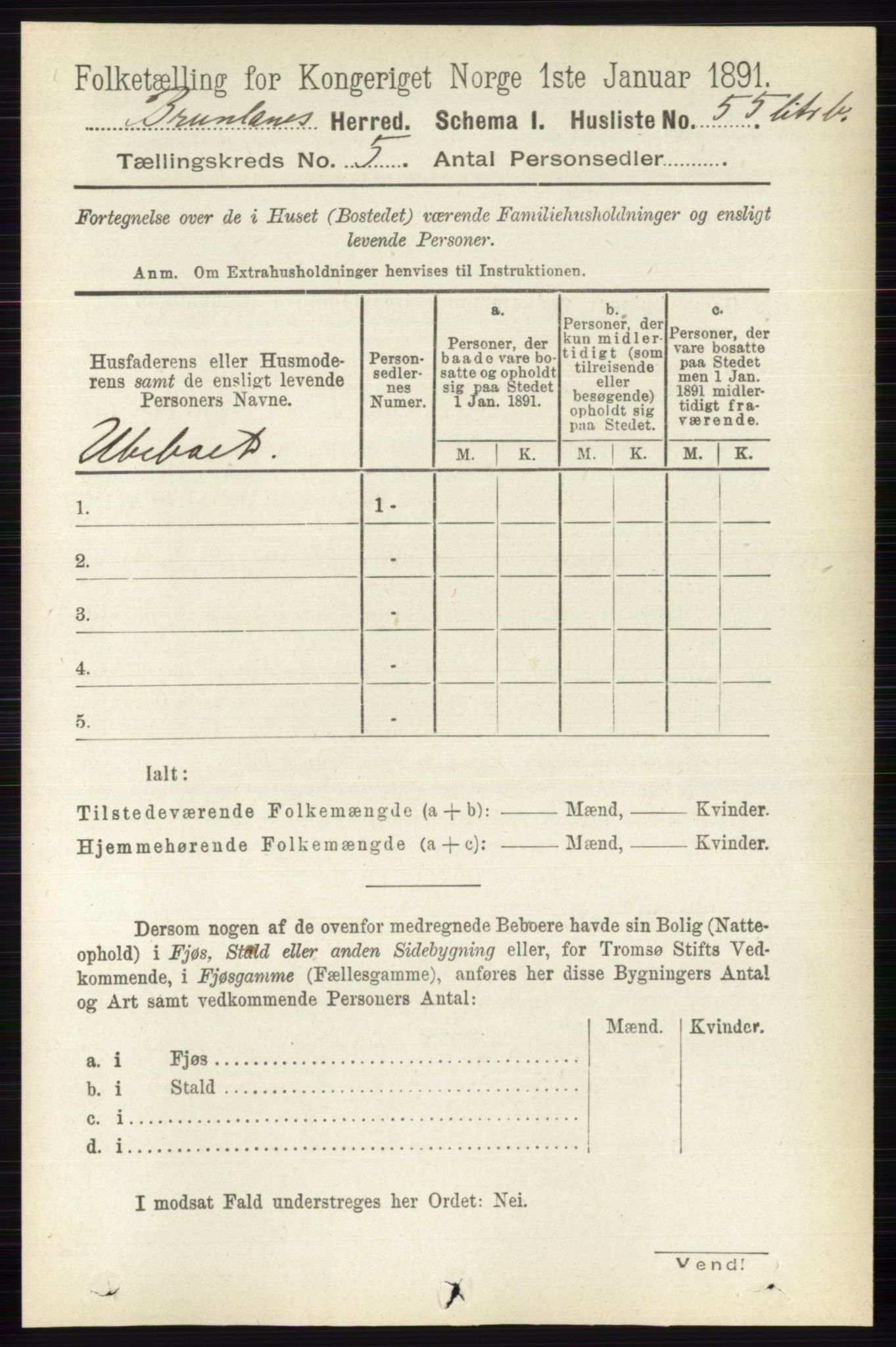 RA, 1891 census for 0726 Brunlanes, 1891, p. 2224