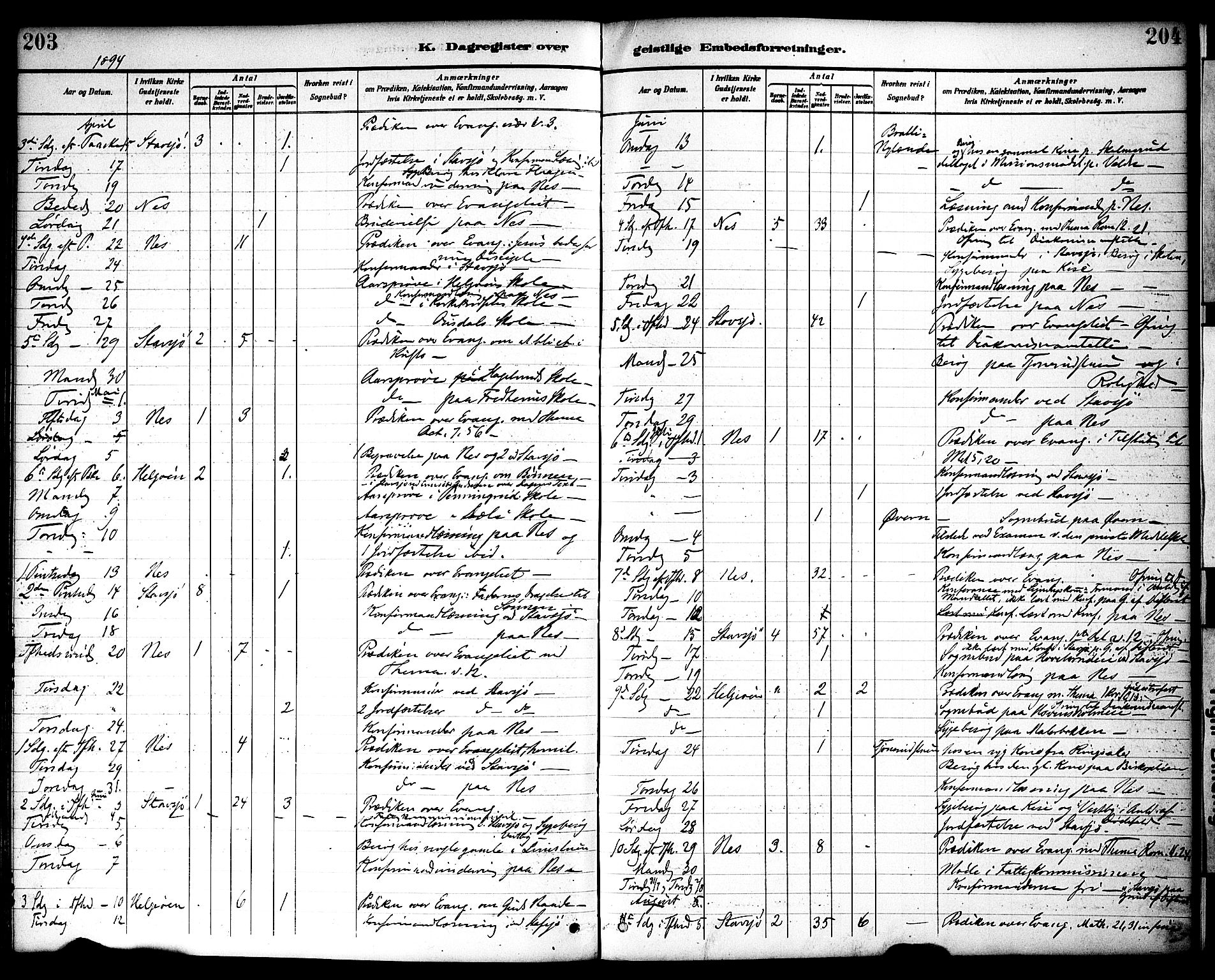 Nes prestekontor, Hedmark, AV/SAH-PREST-020/K/Ka/L0010: Parish register (official) no. 10, 1887-1905, p. 203-204