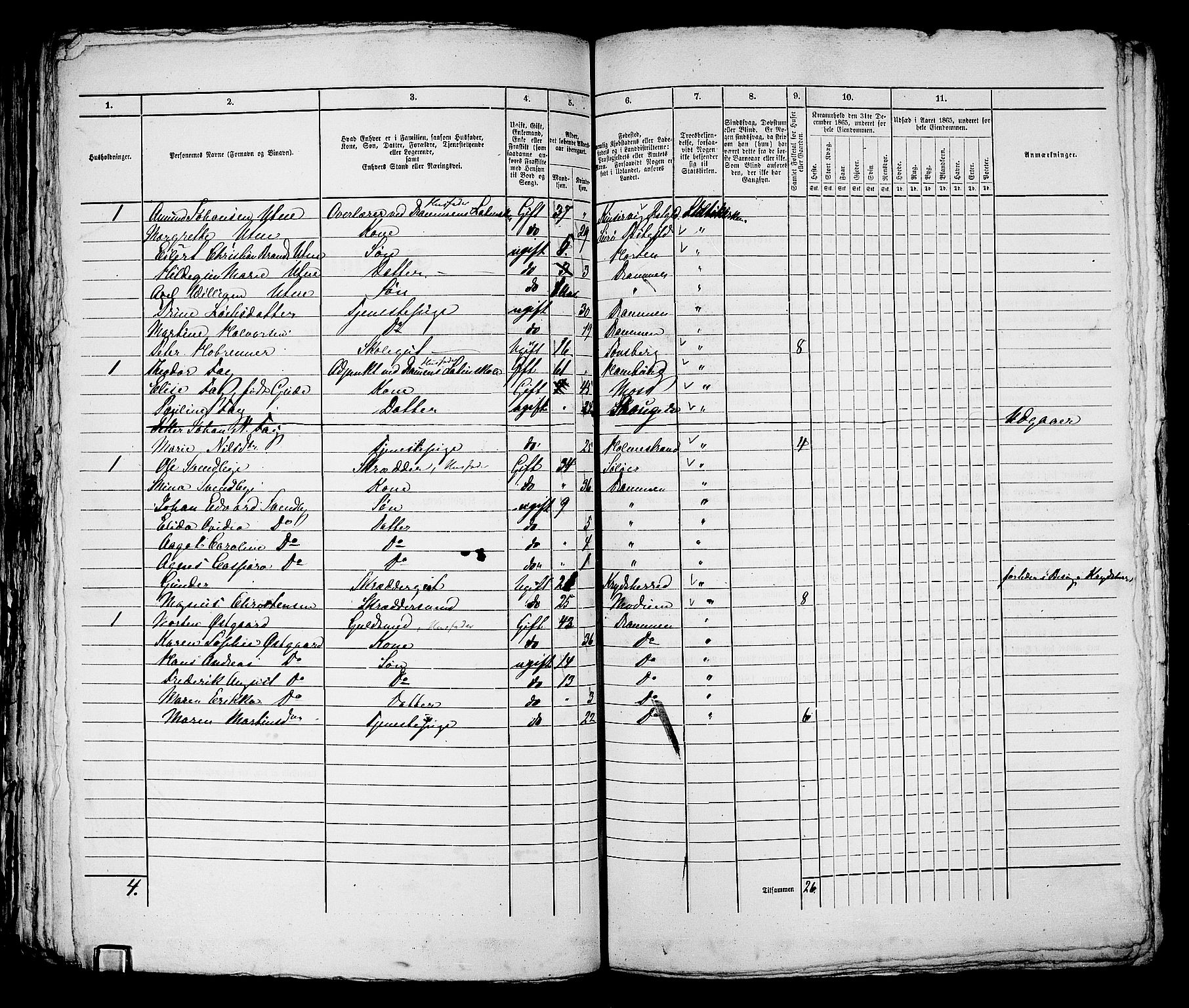 RA, 1865 census for Bragernes in Drammen, 1865, p. 799