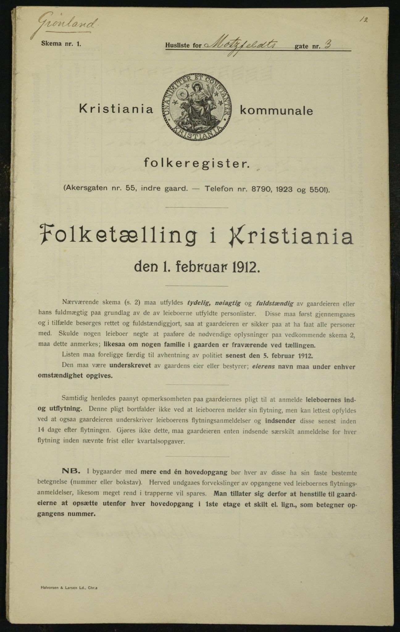 OBA, Municipal Census 1912 for Kristiania, 1912, p. 66405