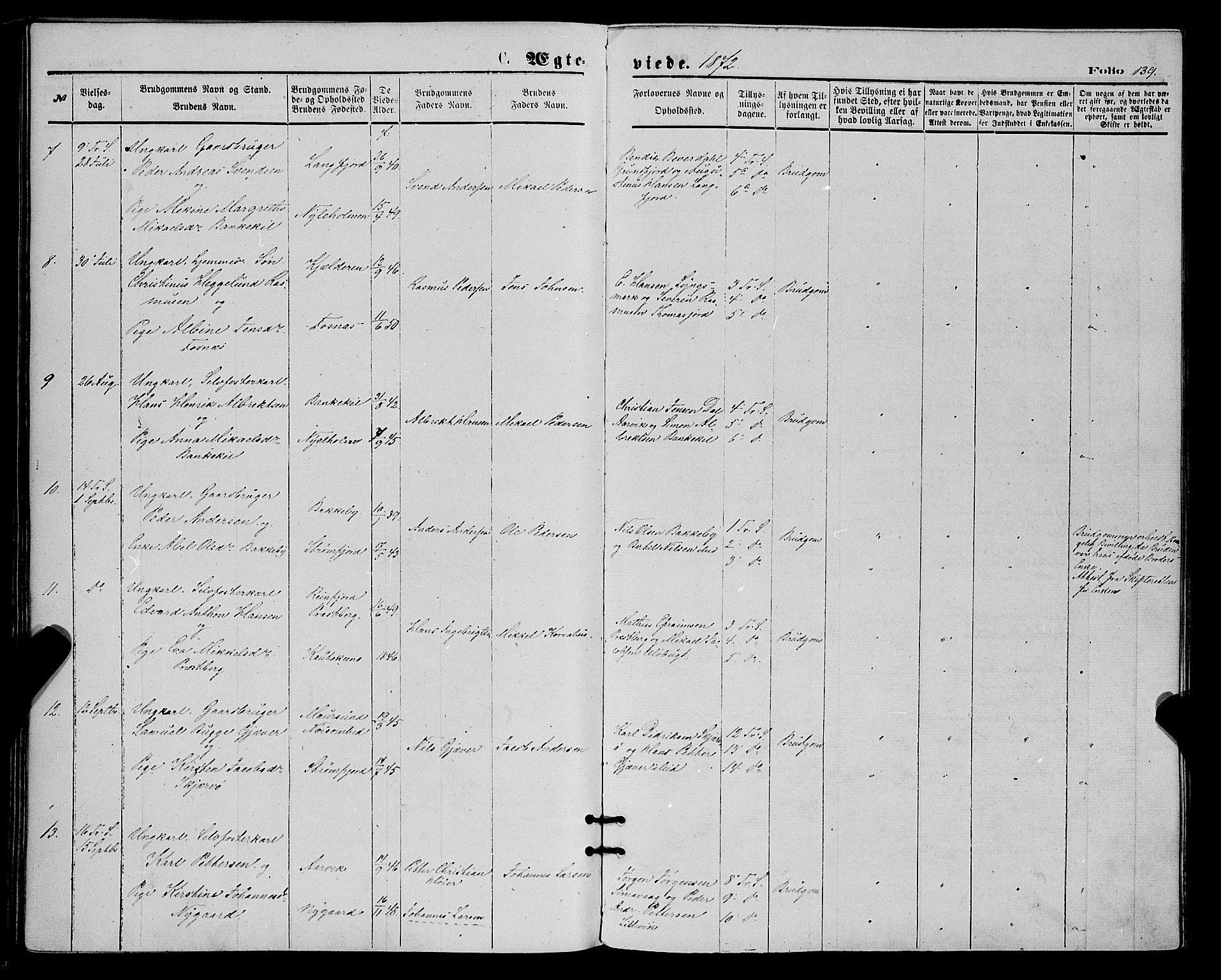 Skjervøy sokneprestkontor, AV/SATØ-S-1300/H/Ha/Haa/L0008kirke: Parish register (official) no. 8, 1871-1877, p. 139