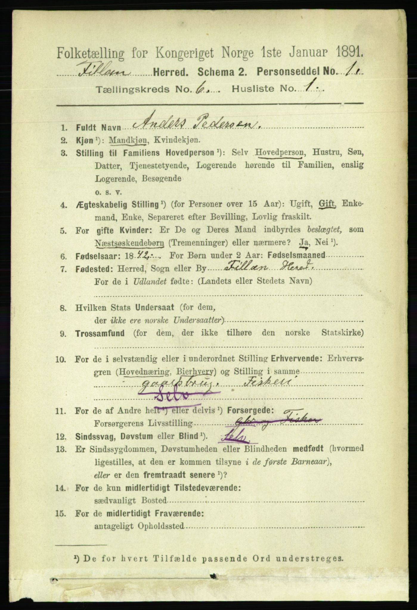 RA, 1891 census for 1616 Fillan, 1891, p. 1260