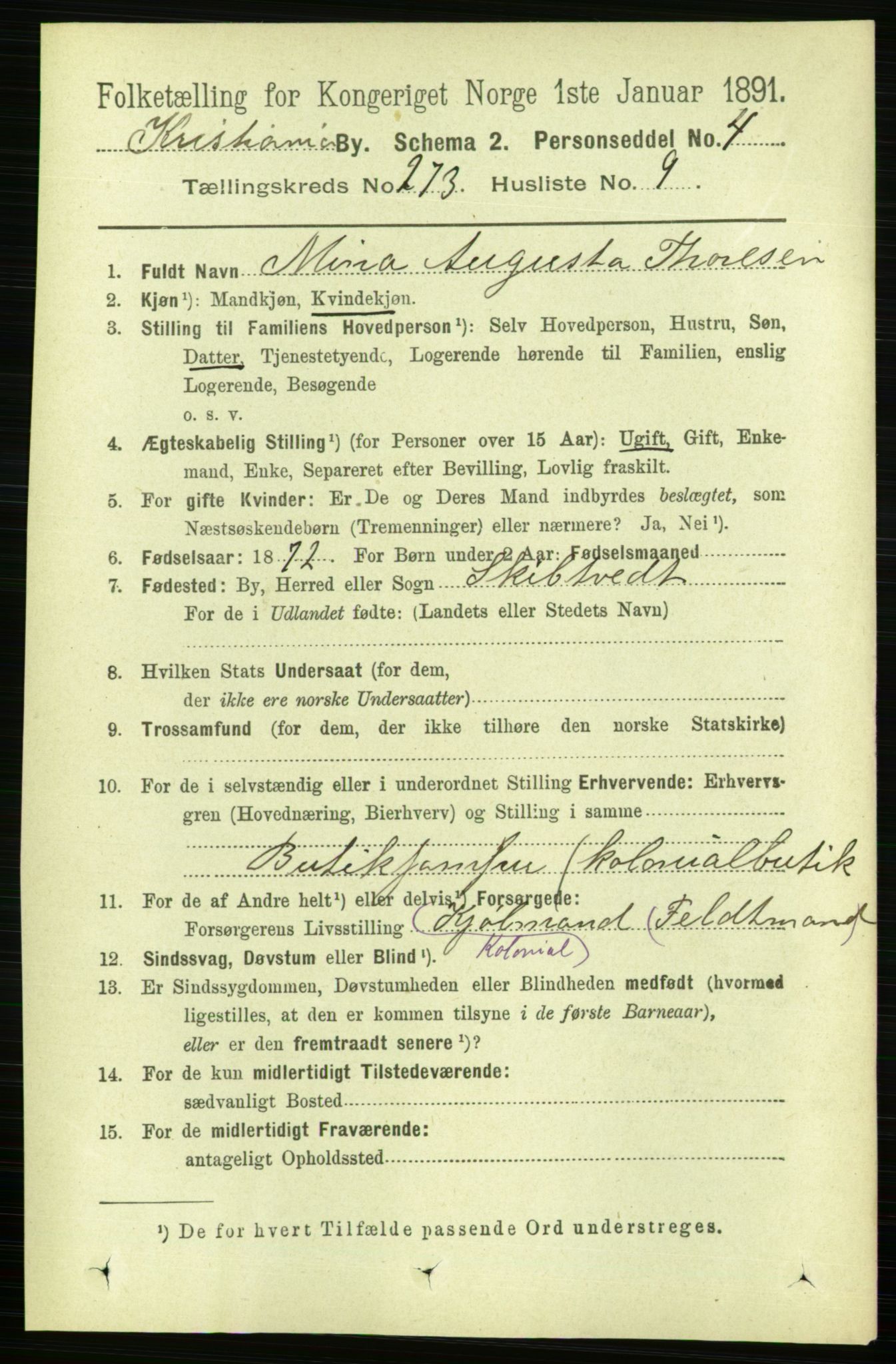 RA, 1891 census for 0301 Kristiania, 1891, p. 165995