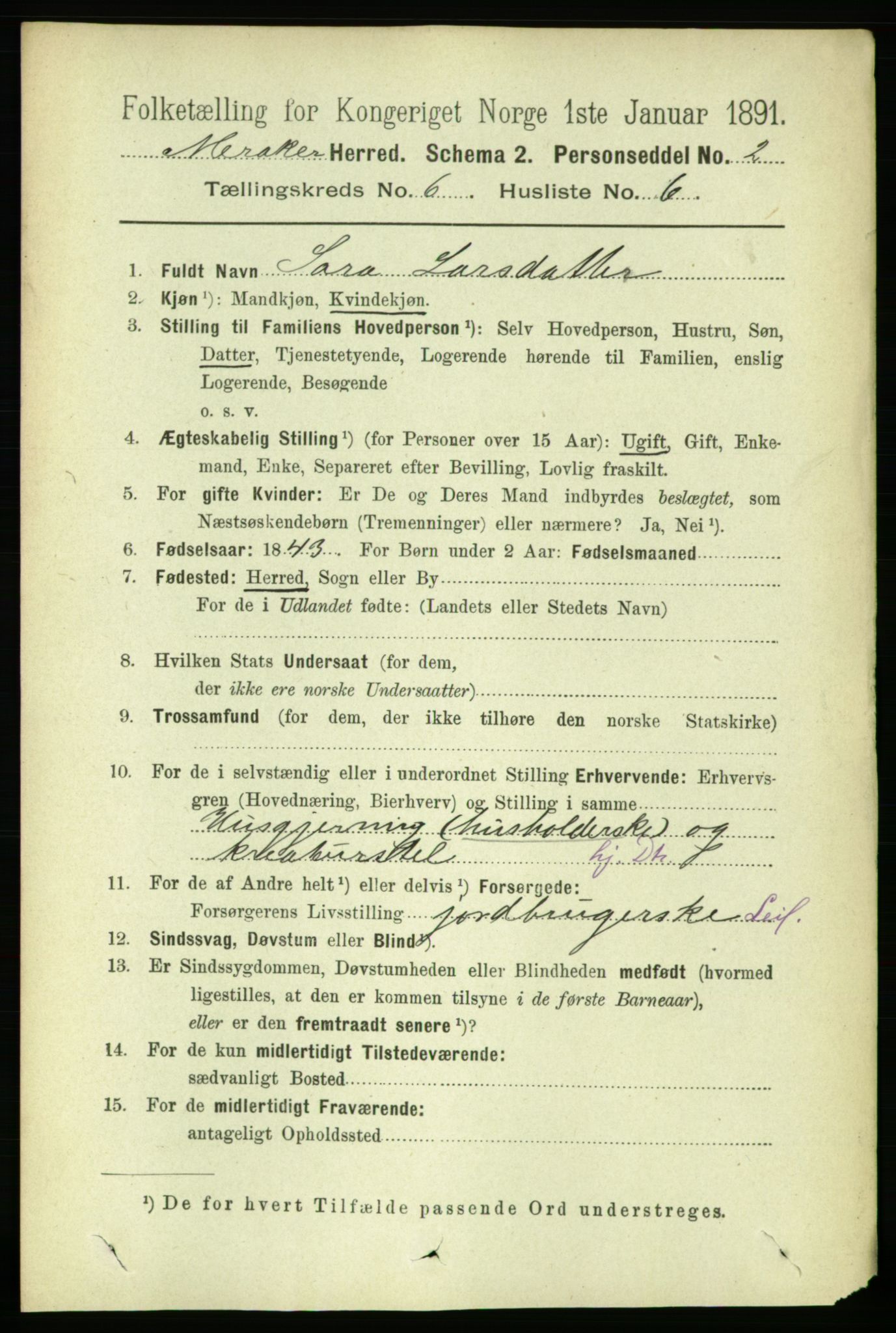 RA, 1891 census for 1711 Meråker, 1891, p. 2084