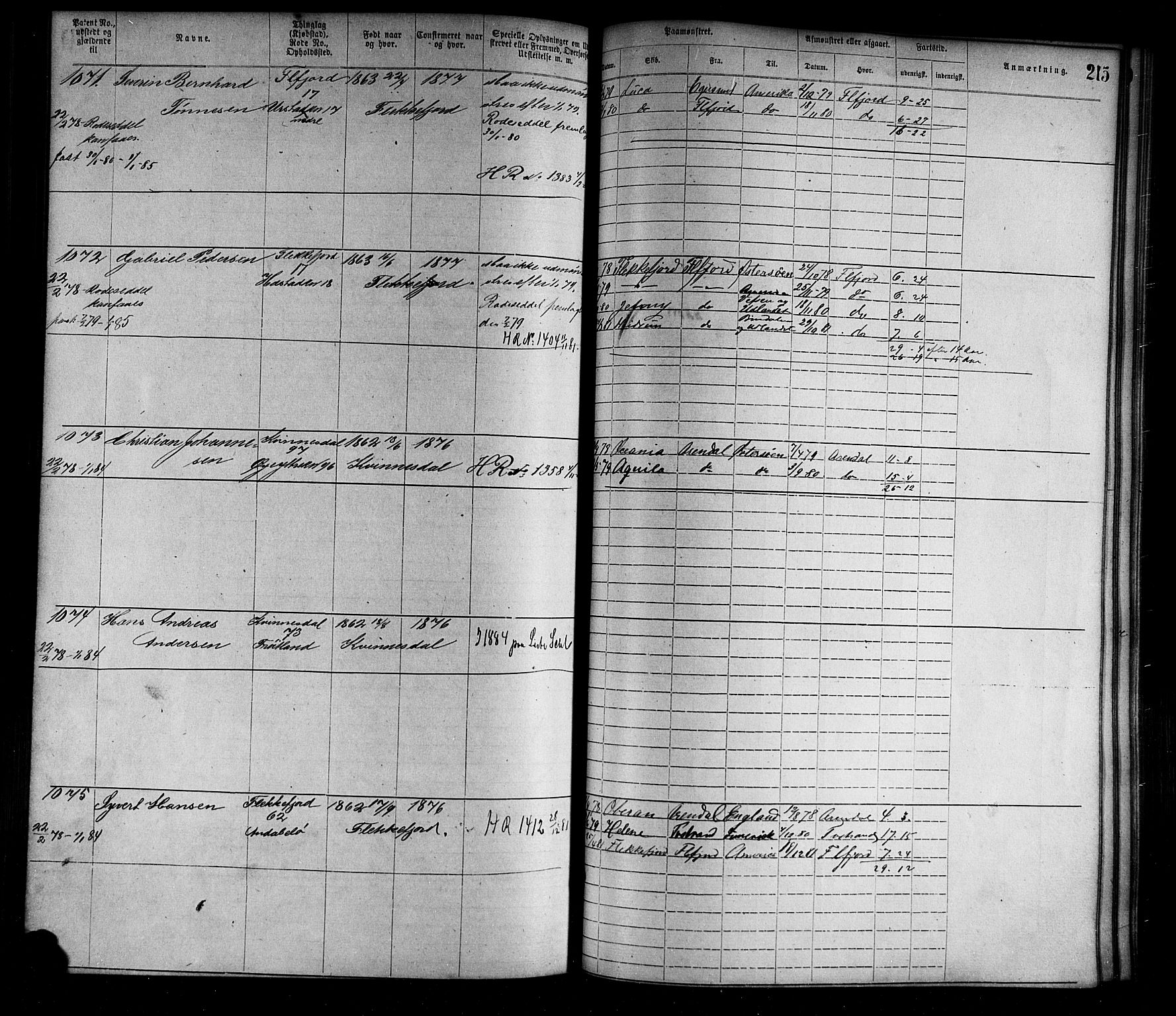 Flekkefjord mønstringskrets, AV/SAK-2031-0018/F/Fa/L0002: Annotasjonsrulle nr 1-1920 med register, N-2, 1870-1891, p. 240