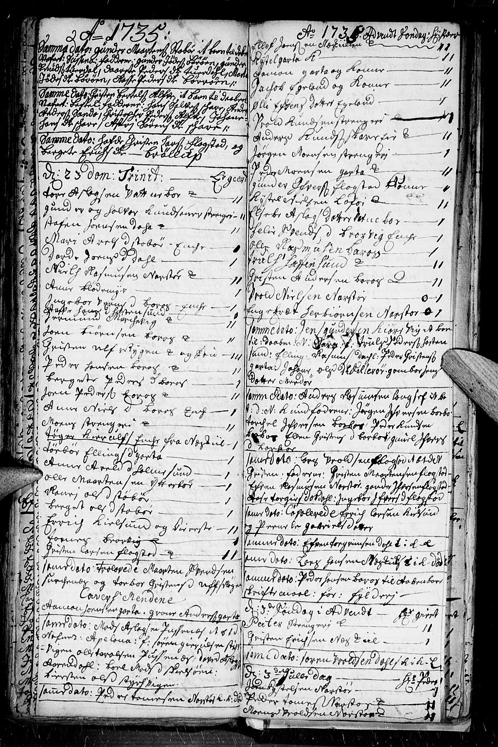 Dypvåg sokneprestkontor, AV/SAK-1111-0007/F/Fb/Fba/L0003: Parish register (copy) no. B 3, 1715-1738, p. 133