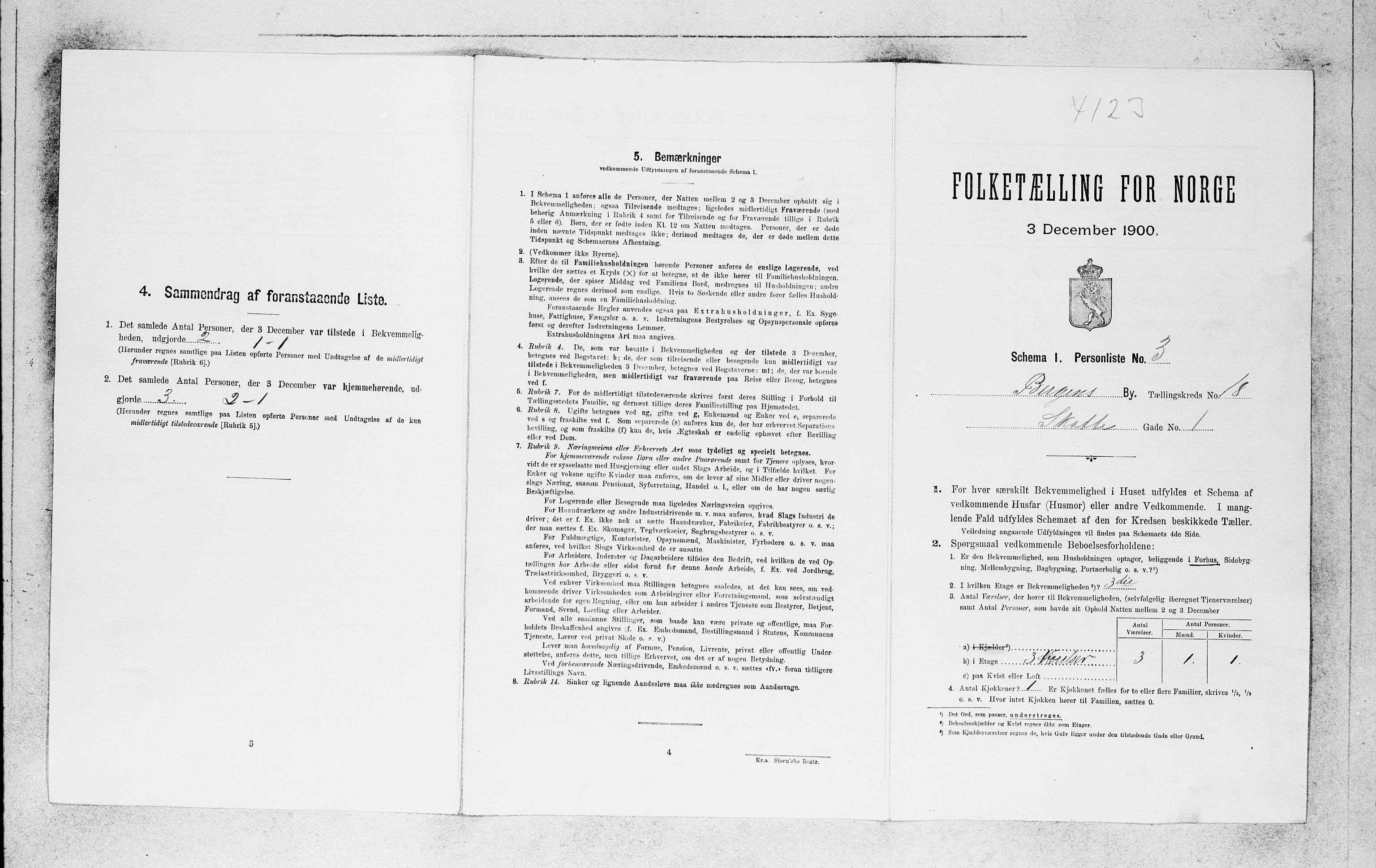 SAB, 1900 census for Bergen, 1900, p. 3483