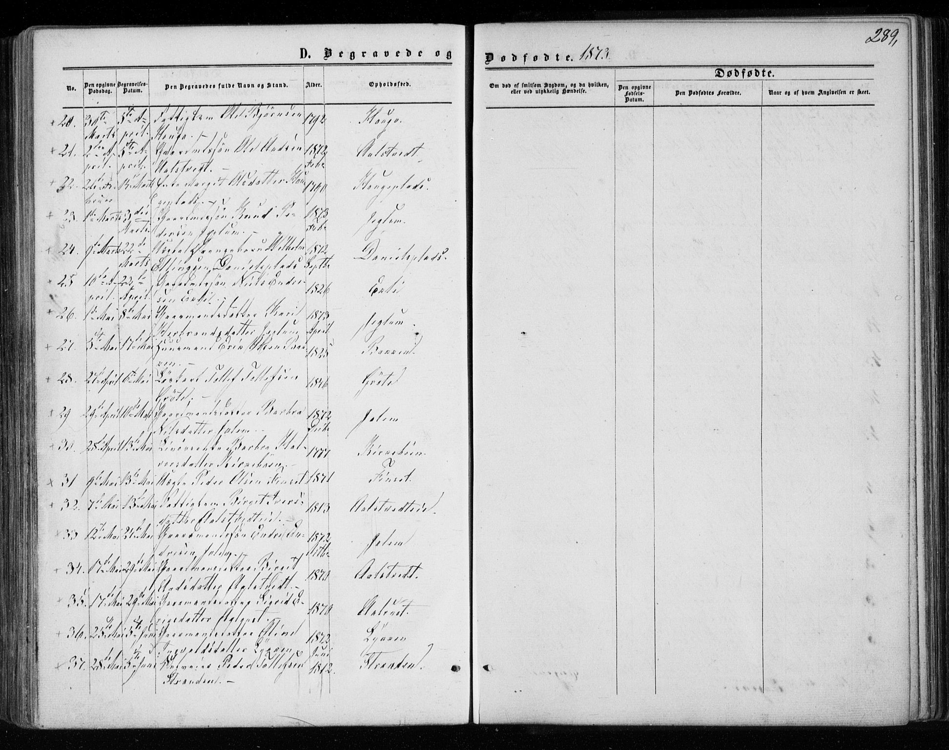 Gol kirkebøker, AV/SAKO-A-226/F/Fa/L0003: Parish register (official) no. I 3, 1863-1875, p. 289