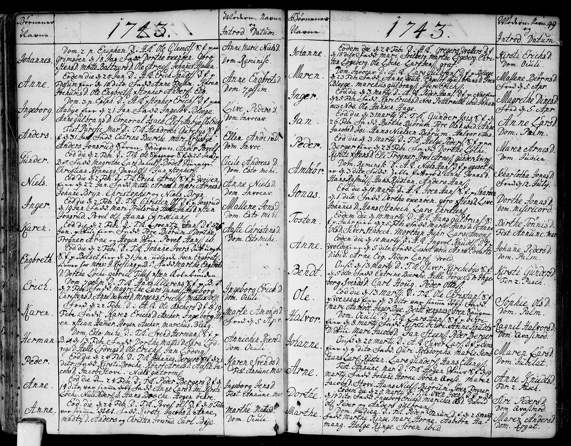 Asker prestekontor Kirkebøker, AV/SAO-A-10256a/F/Fa/L0002: Parish register (official) no. I 2, 1733-1766, p. 49