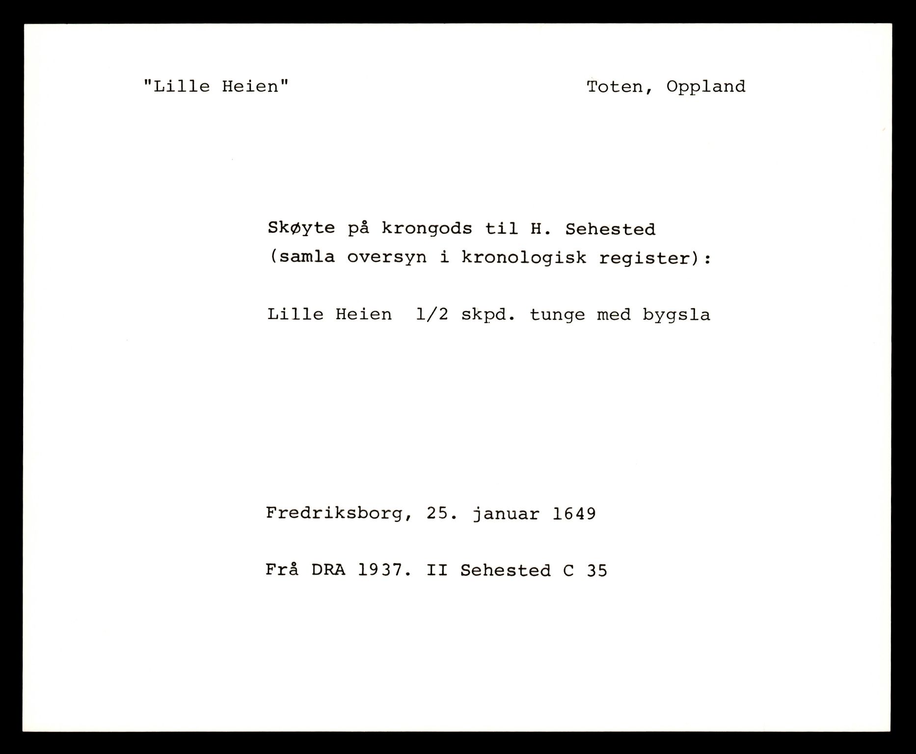 Riksarkivets diplomsamling, AV/RA-EA-5965/F35/F35e/L0011: Registreringssedler Oppland 3, 1400-1700, p. 235