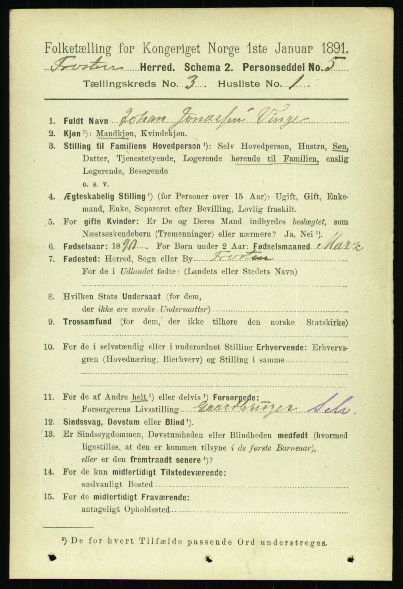 RA, 1891 census for 1717 Frosta, 1891, p. 1886