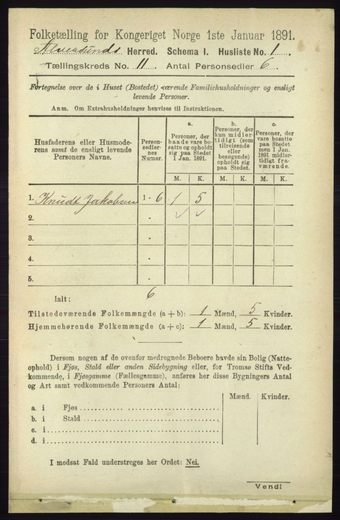 RA, 1891 census for 1257 Alversund, 1891, p. 3677