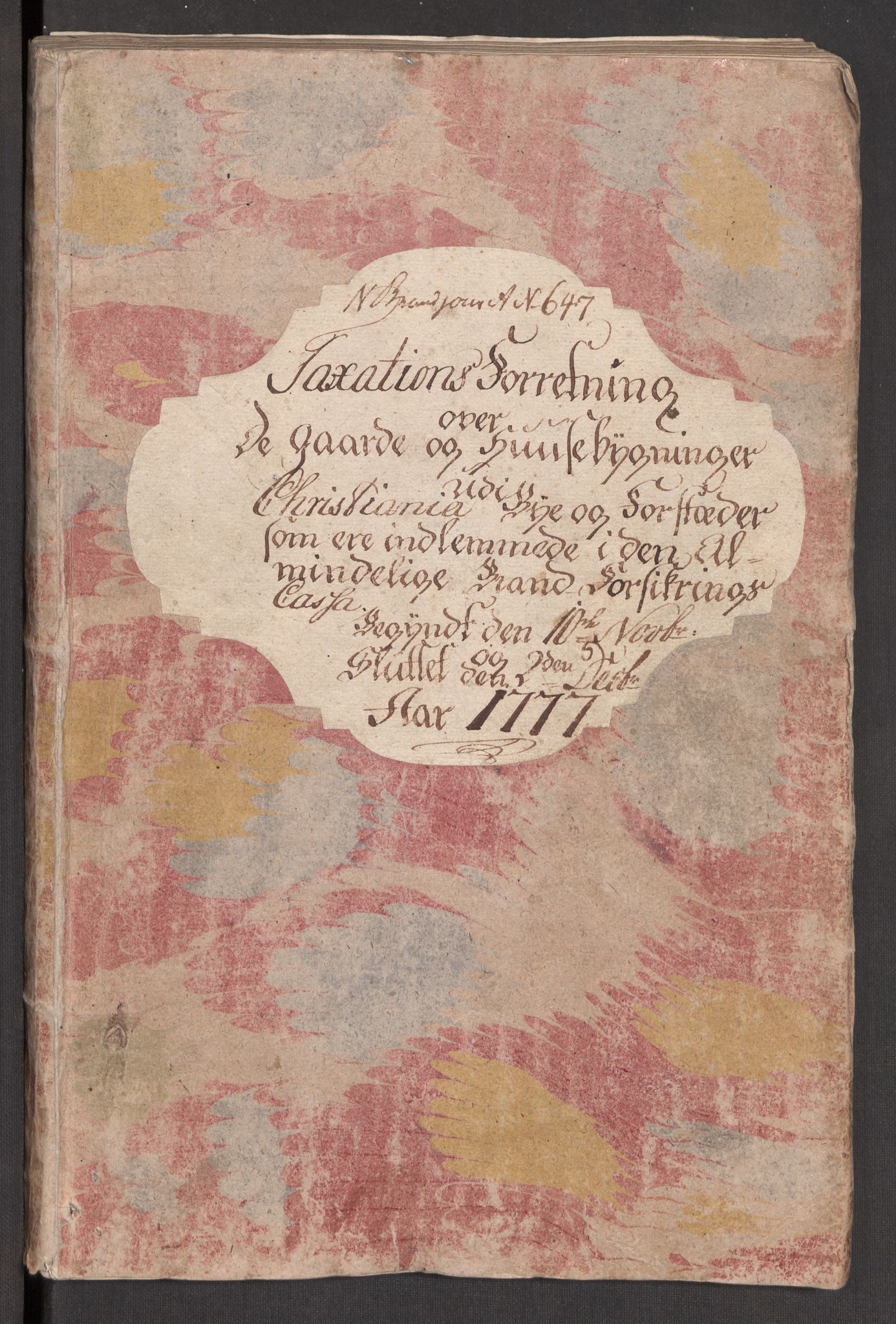 Kommersekollegiet, Brannforsikringskontoret 1767-1814, AV/RA-EA-5458/F/Fa/L0013/0003: Kristiania / Branntakstprotokoll, 1777