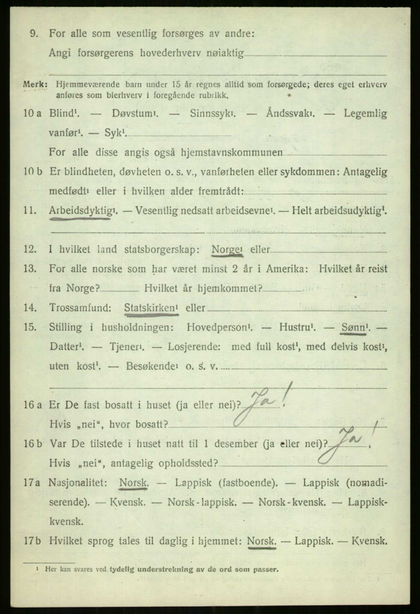 SATØ, 1920 census for Hillesøy, 1920, p. 1662