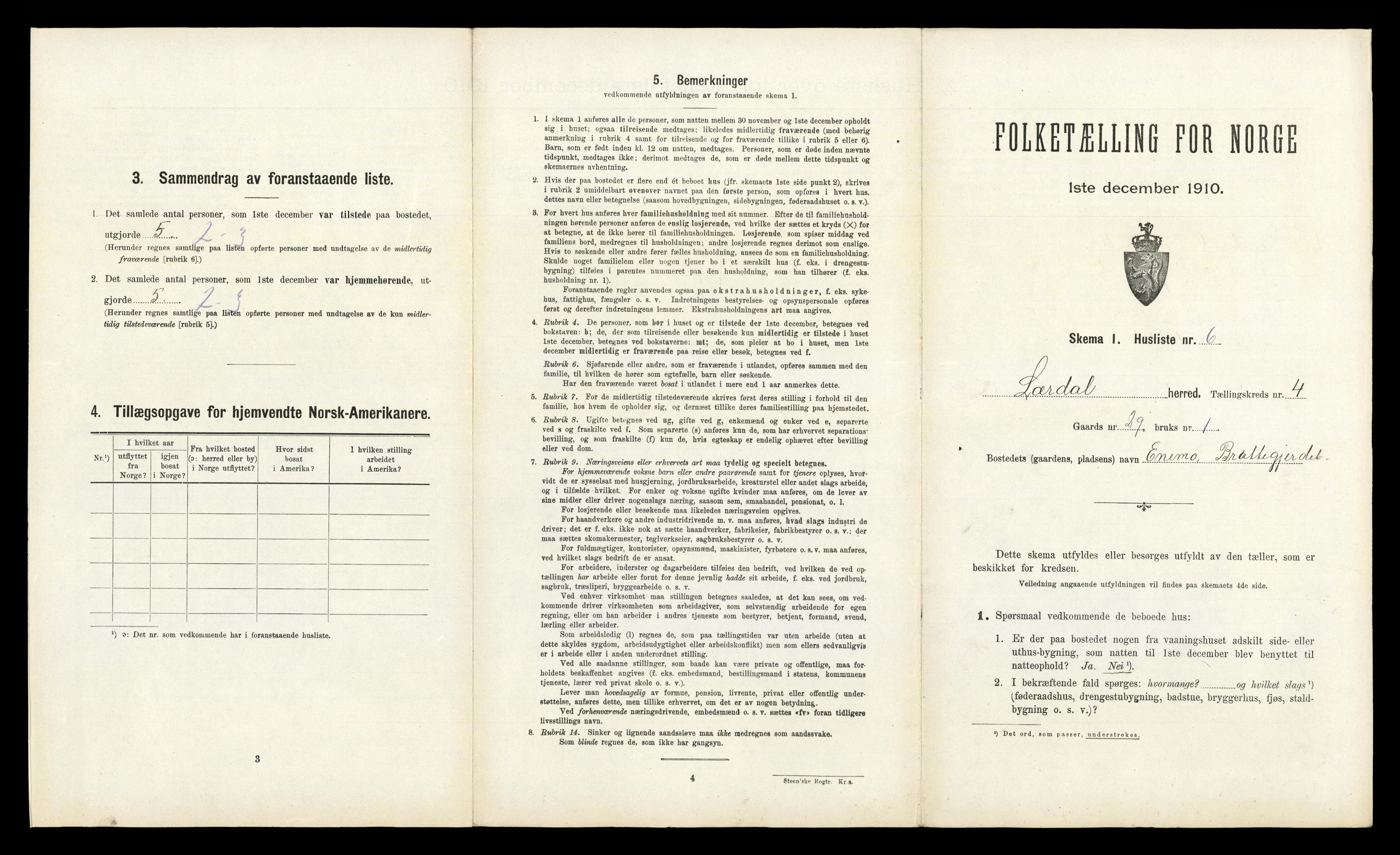 RA, 1910 census for Lærdal, 1910, p. 356