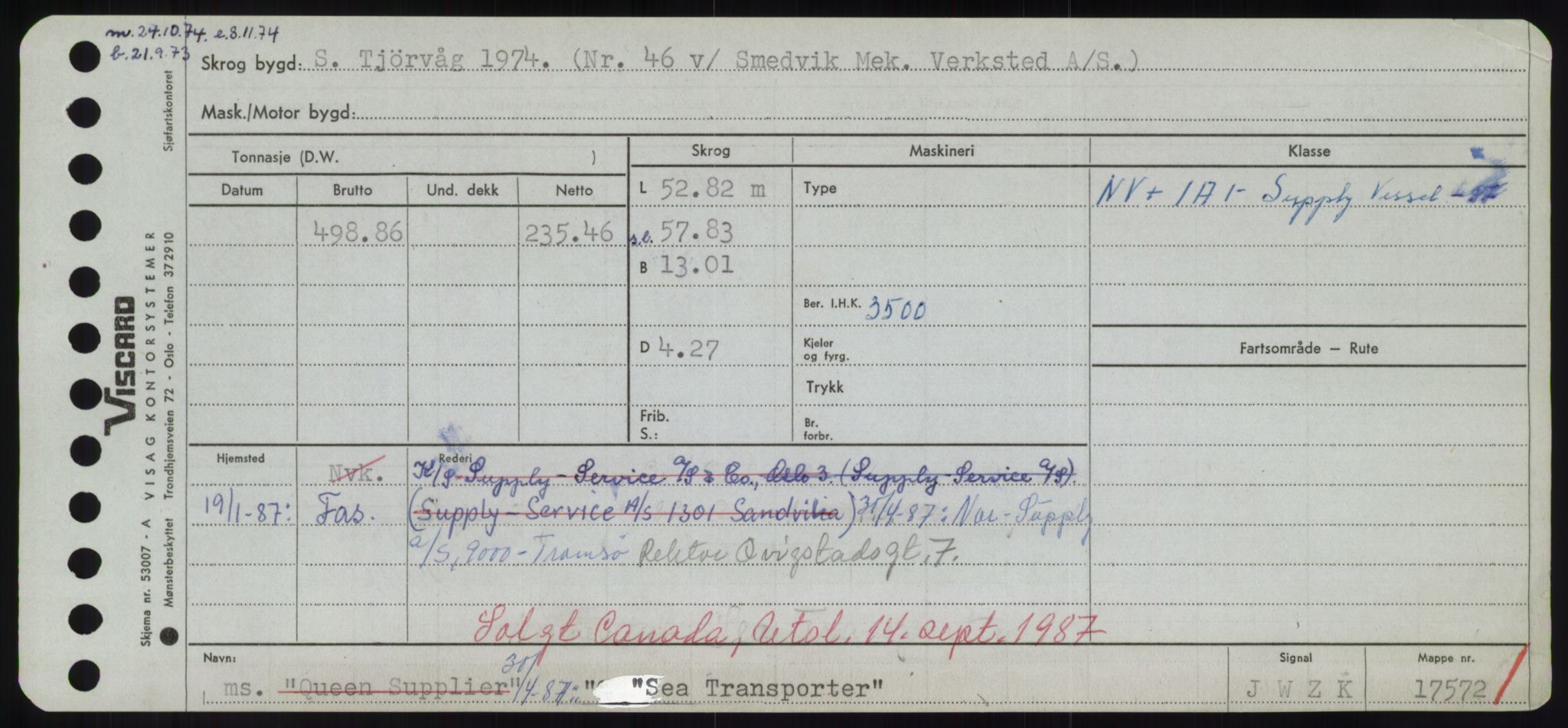 Sjøfartsdirektoratet med forløpere, Skipsmålingen, RA/S-1627/H/Hd/L0032: Fartøy, San-Seve, p. 319