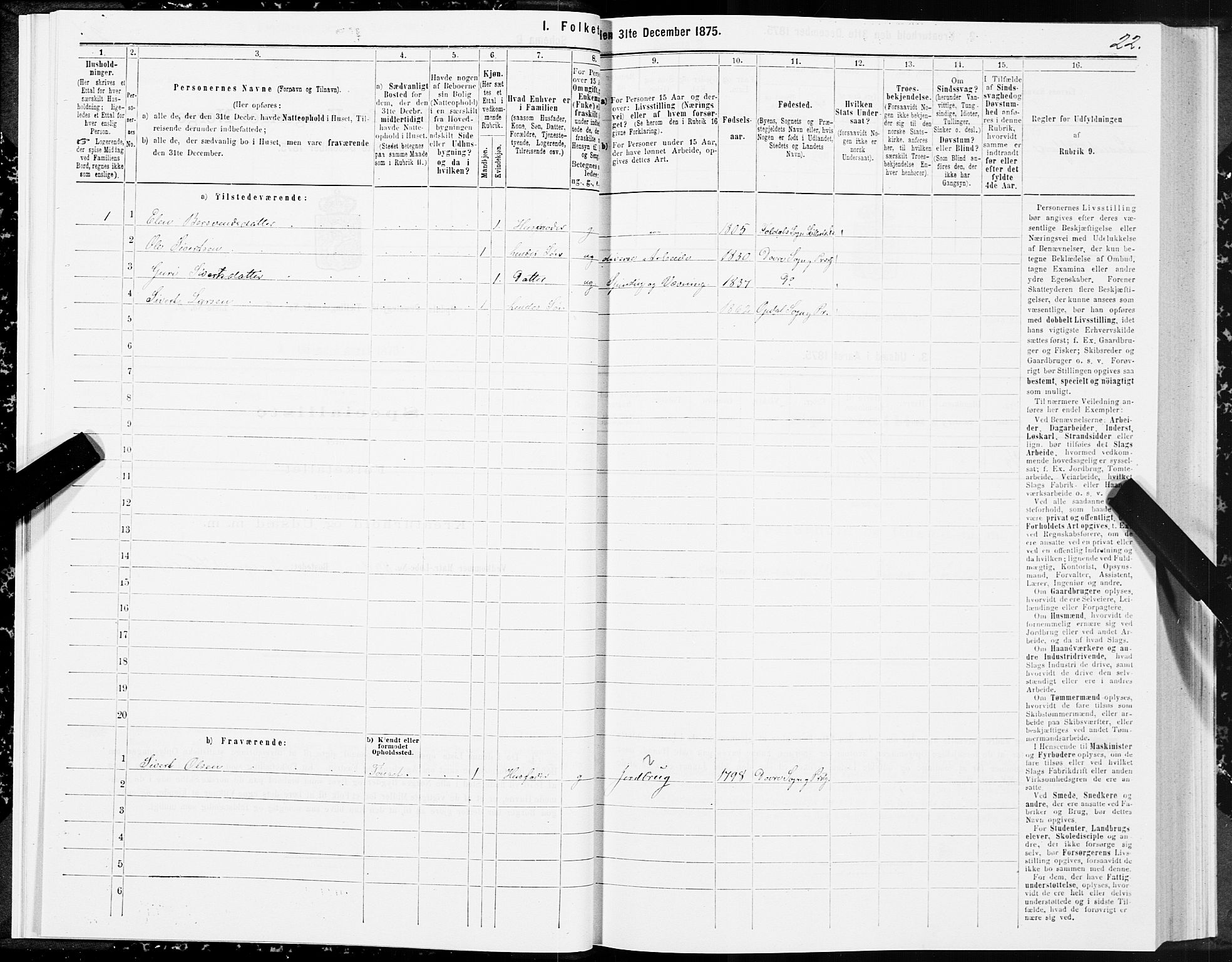 SAT, 1875 census for 1634P Oppdal, 1875, p. 5022