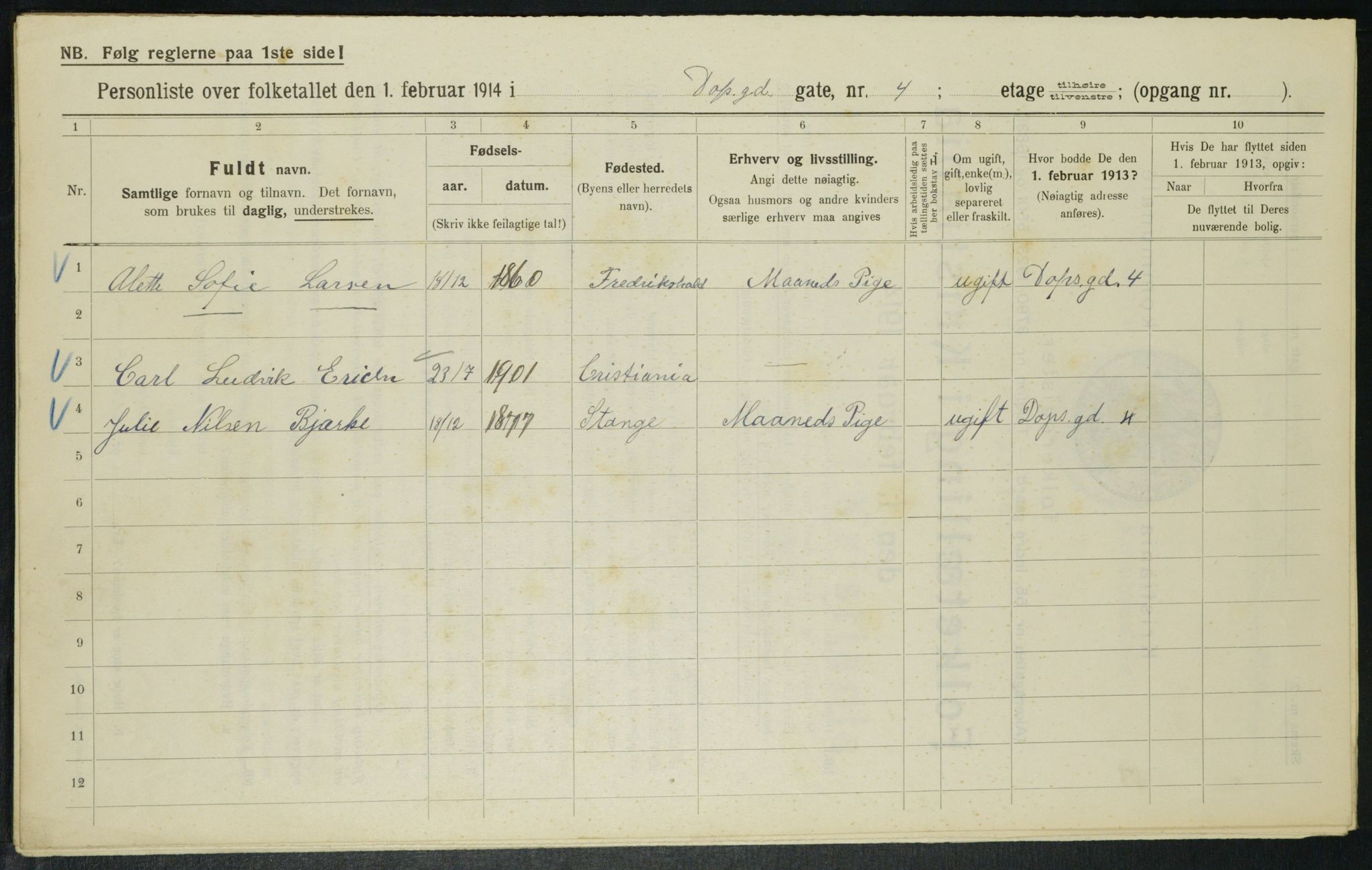 OBA, Municipal Census 1914 for Kristiania, 1914, p. 16044