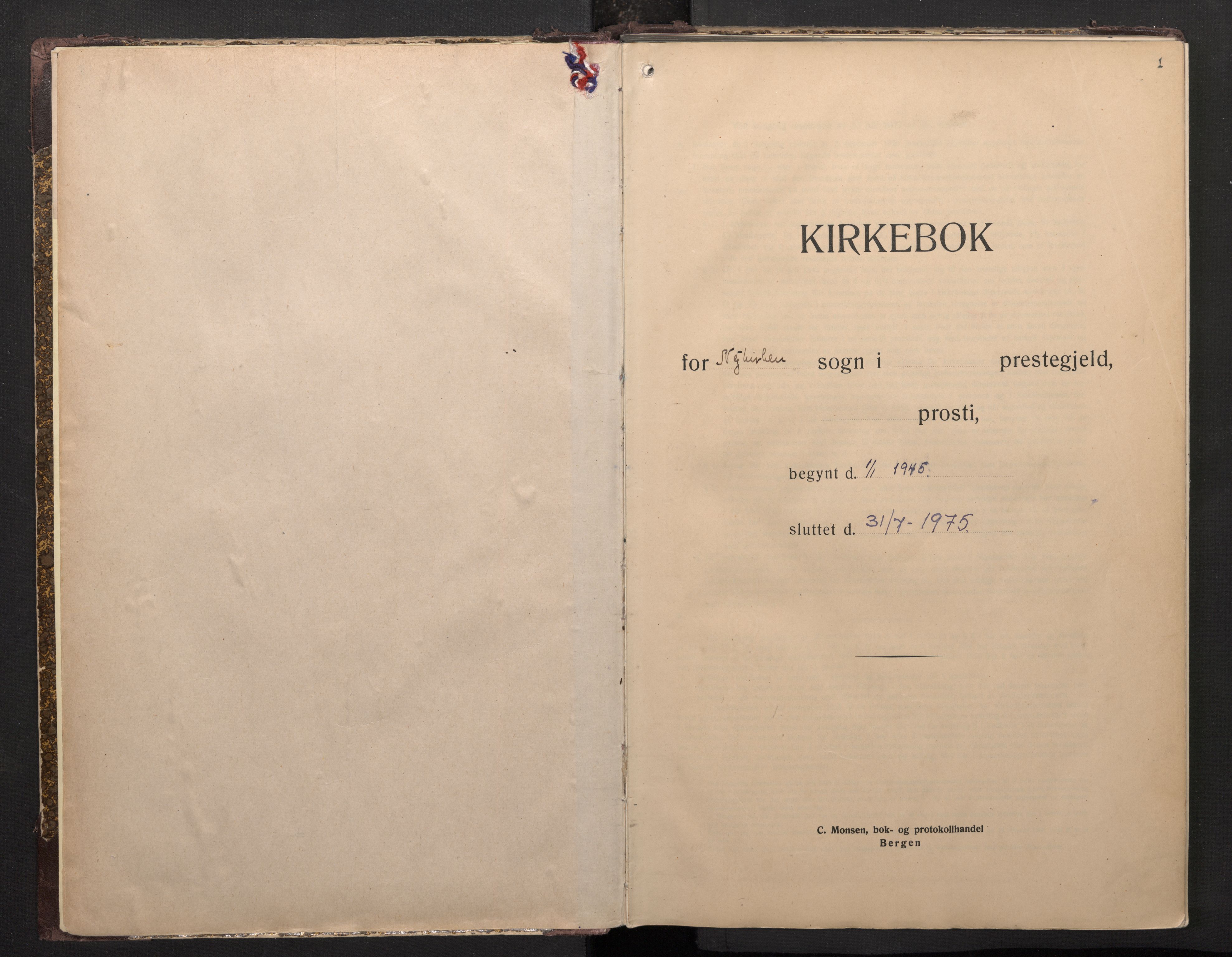Nykirken Sokneprestembete, SAB/A-77101/H/Haa/L0047: Parish register (official) no. E 7, 1945-1975, p. 0b-1a