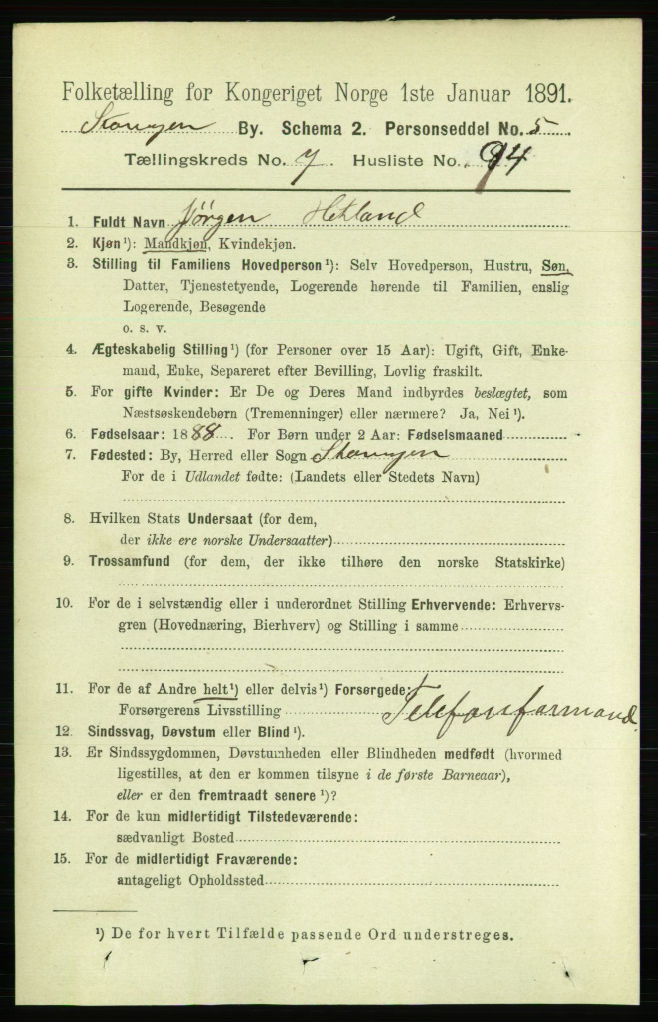 RA, 1891 census for 1103 Stavanger, 1891, p. 11966