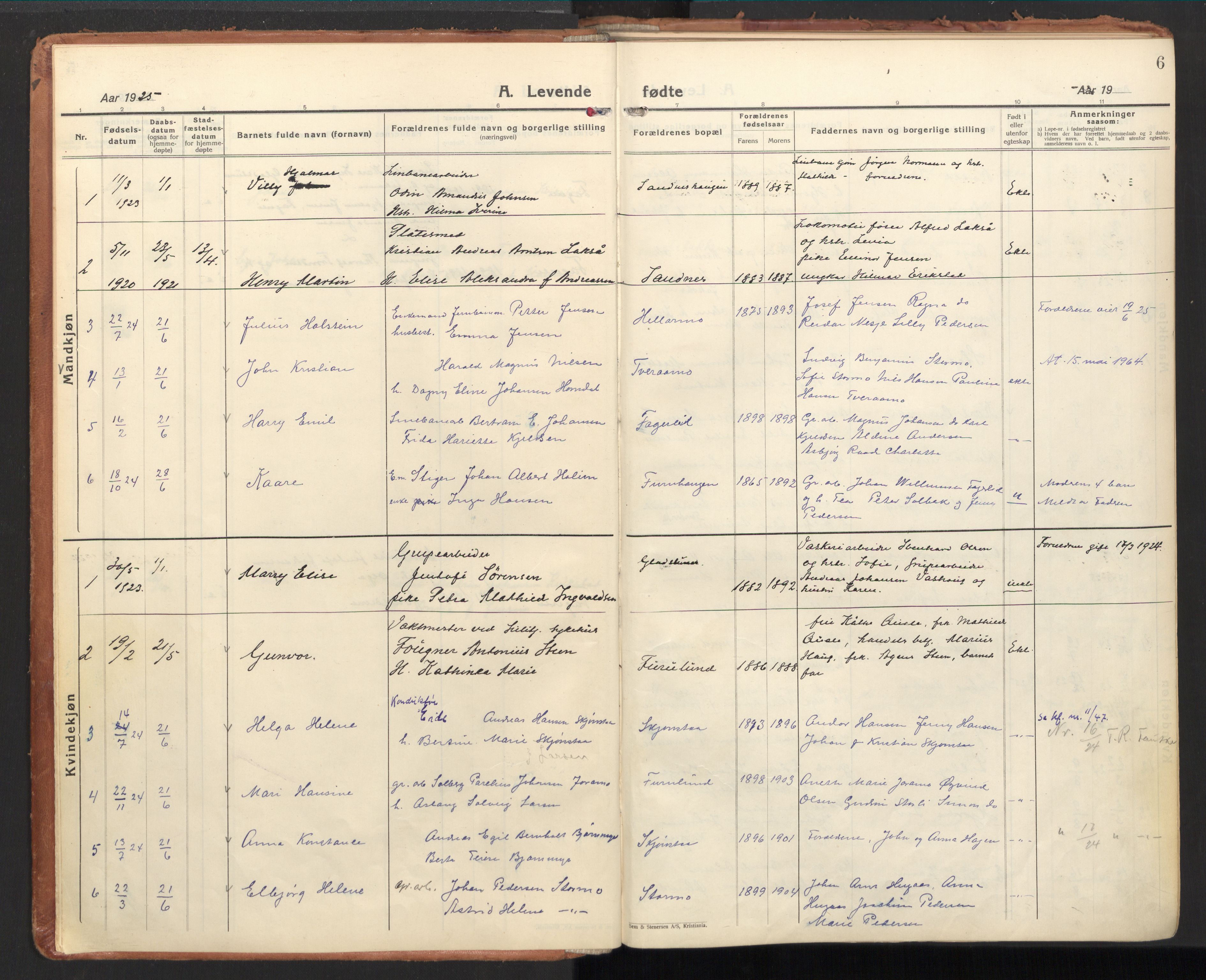 Ministerialprotokoller, klokkerbøker og fødselsregistre - Nordland, SAT/A-1459/850/L0716: Curate's parish register no. 850B06, 1924-1938, p. 6