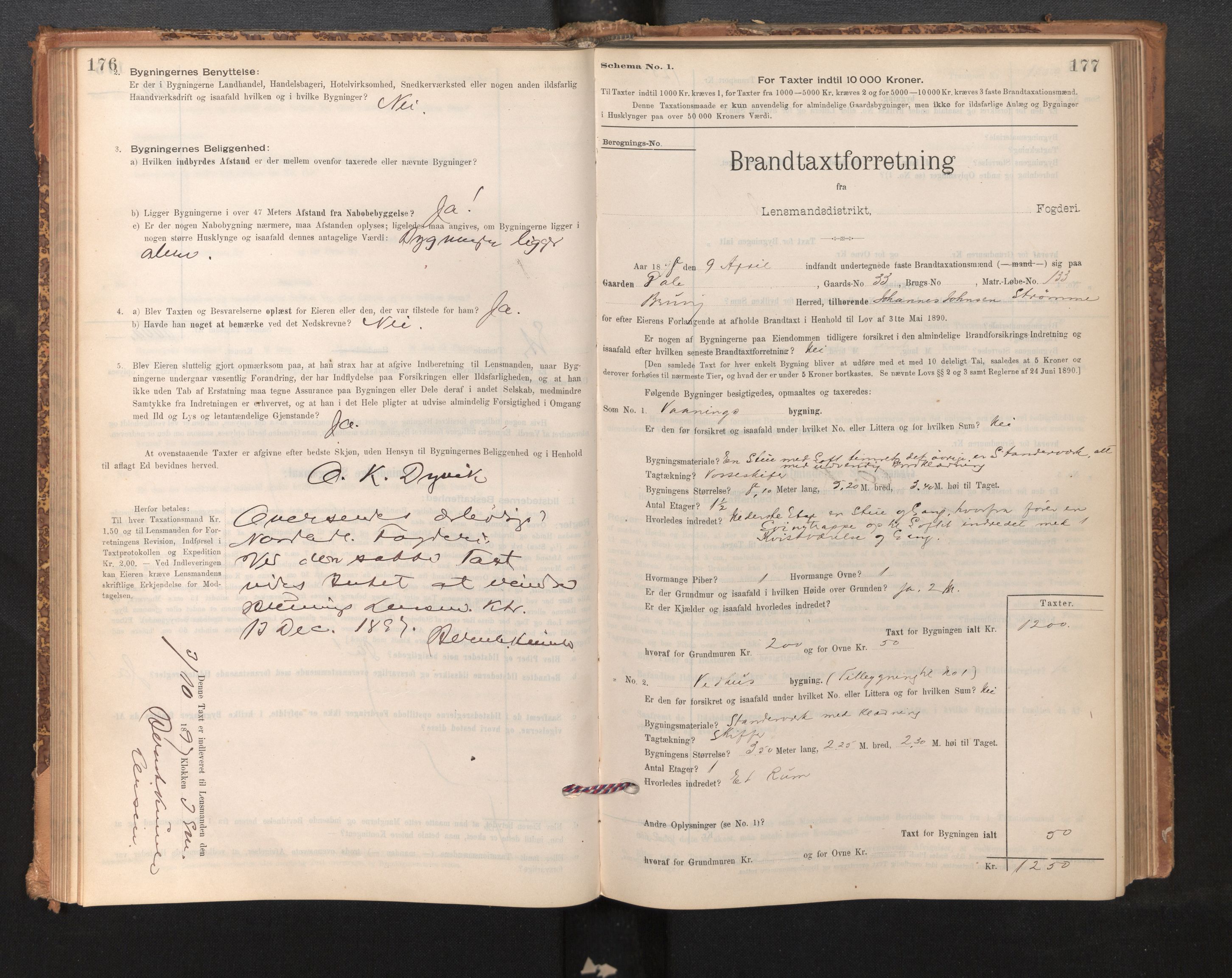 Lensmannen i Bruvik, SAB/A-31301/0012/L0006: Branntakstprotokoll, skjematakst, 1894-1906, p. 176-177